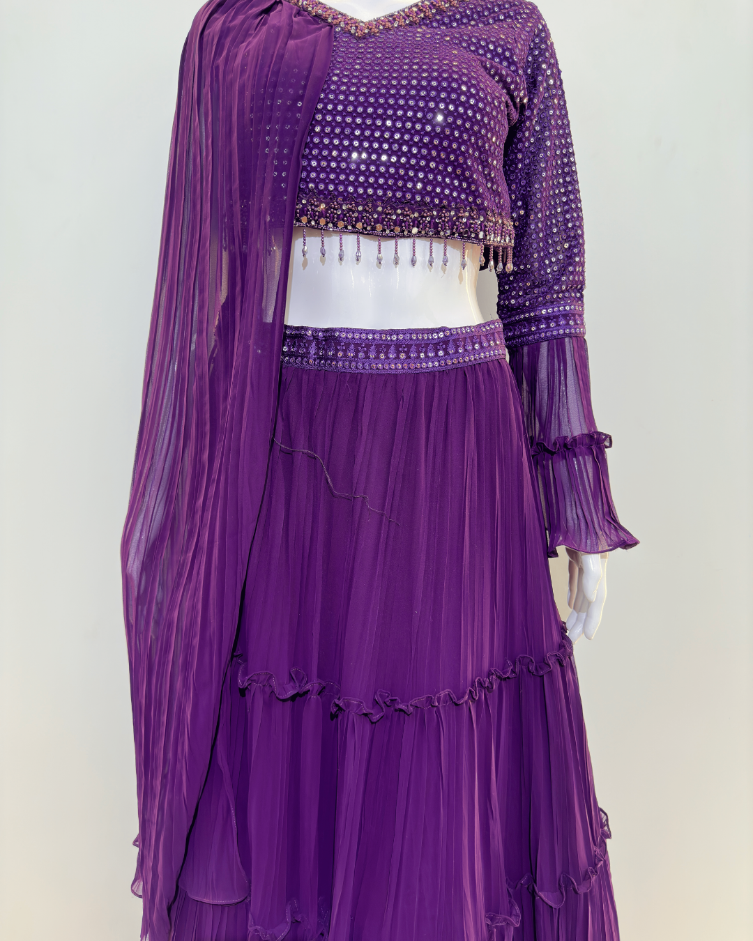 Georgette Crop Top Dress- 2 Piece