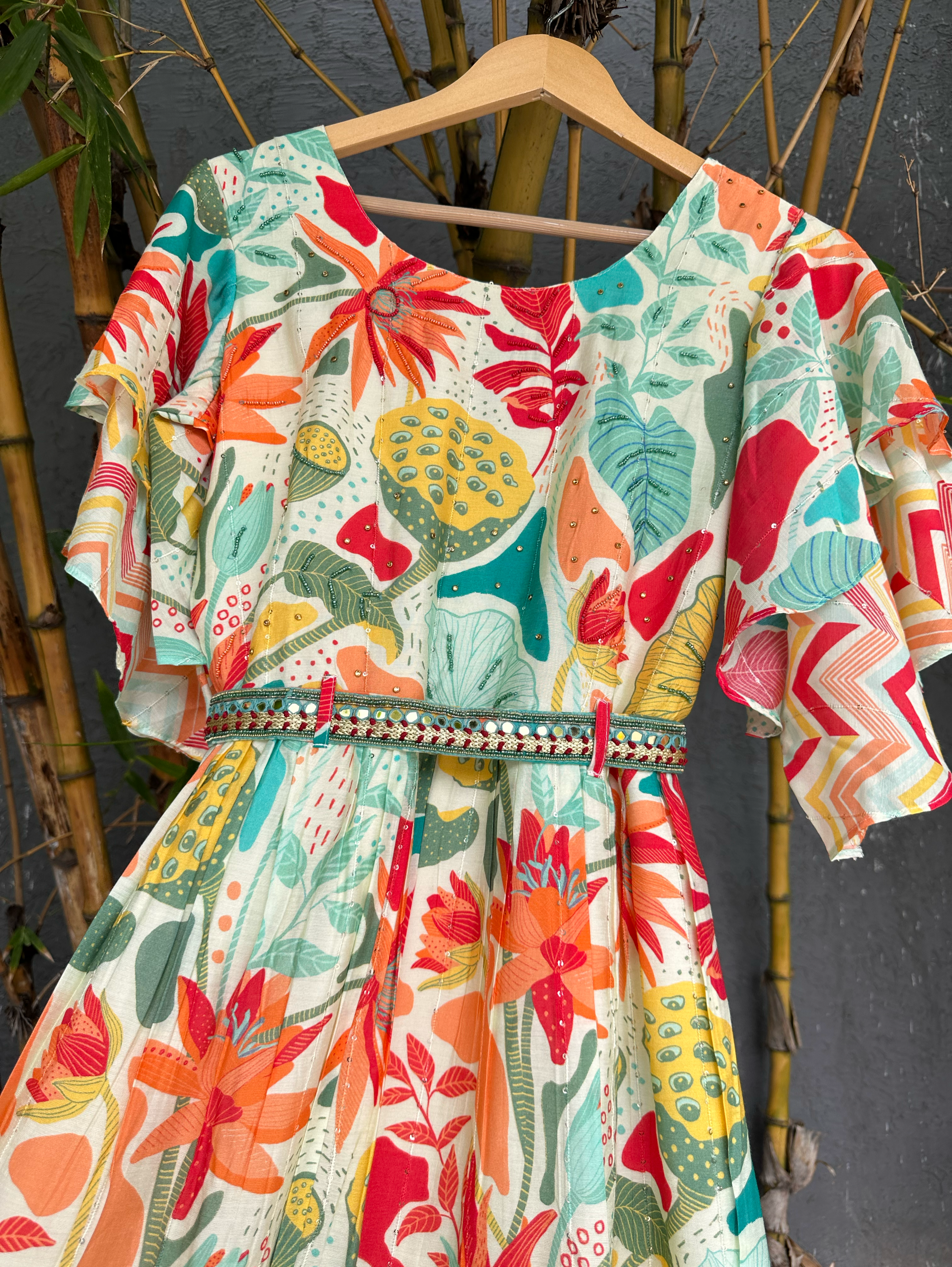 Multicolor Muslin Jumpsuit with Sequence work