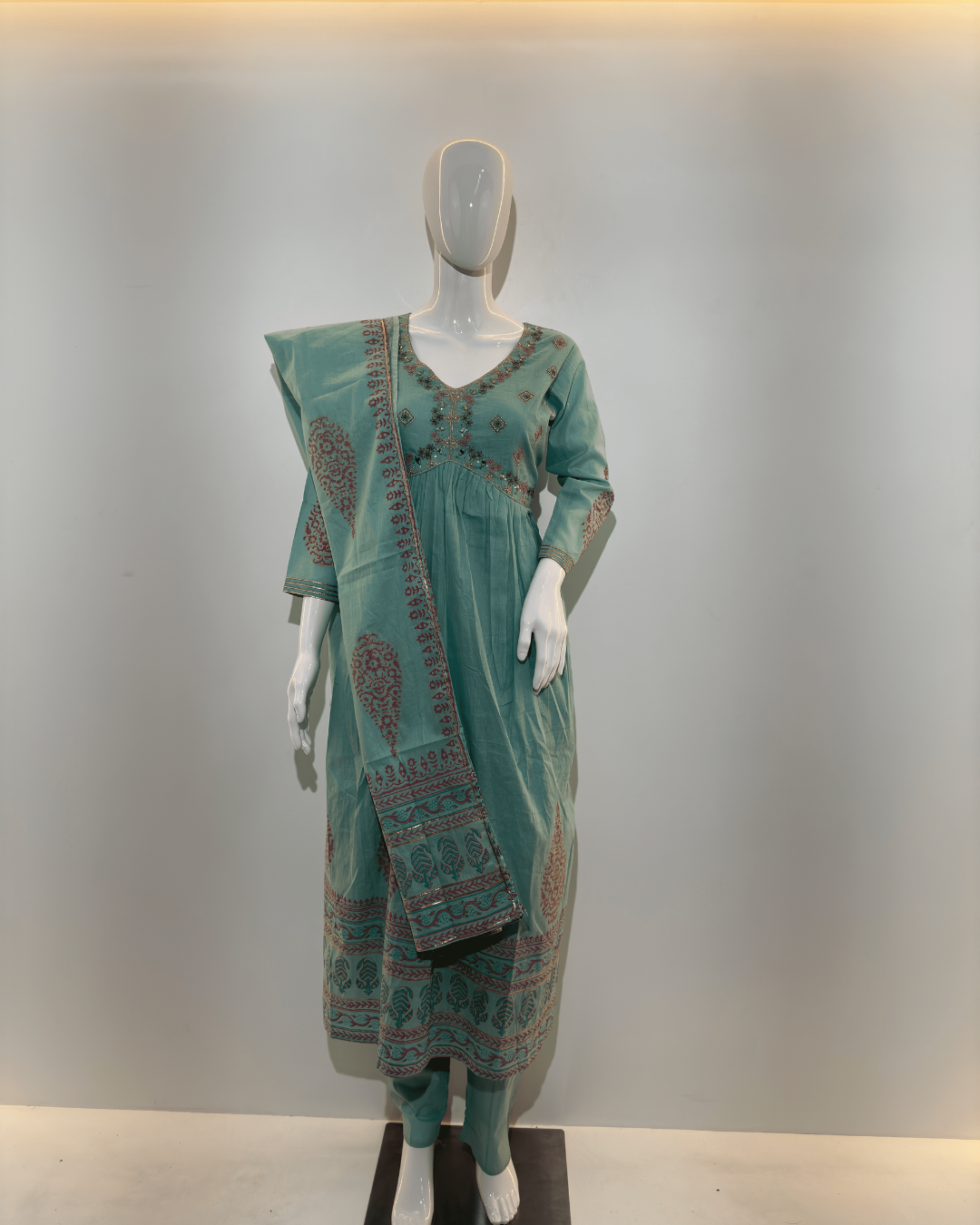 Kalamkari Print Alia Cut Kurti Set - 3 Piece