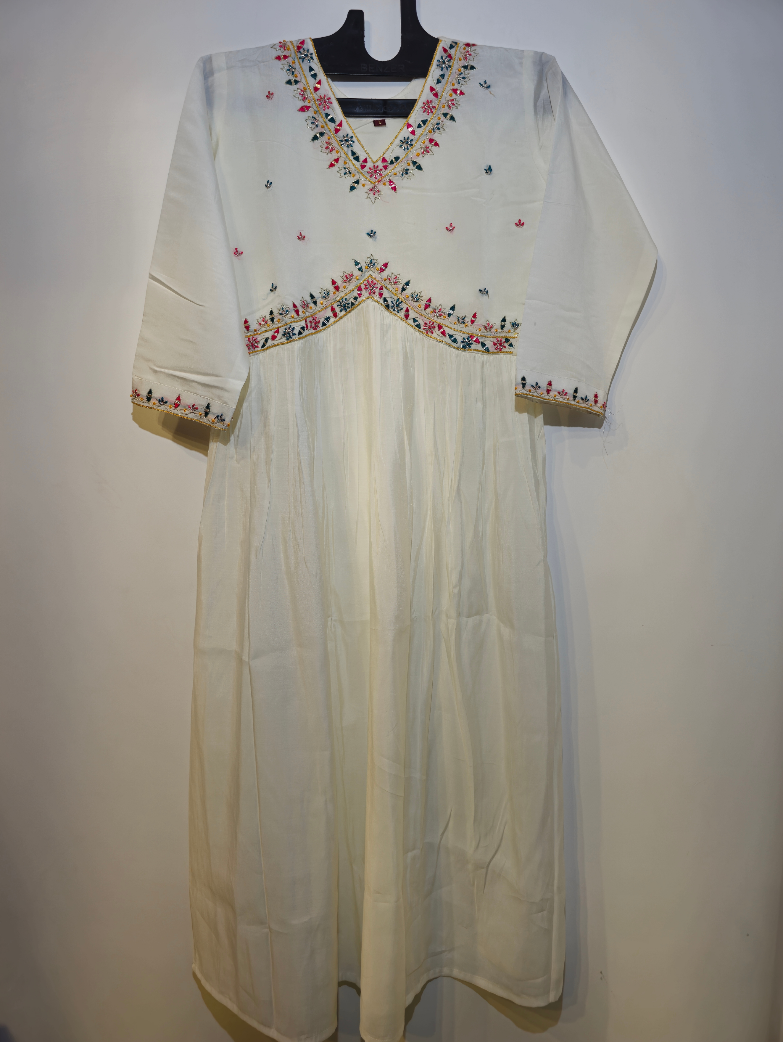 Pure Muslin Flared Kurti Set - 3 Piece