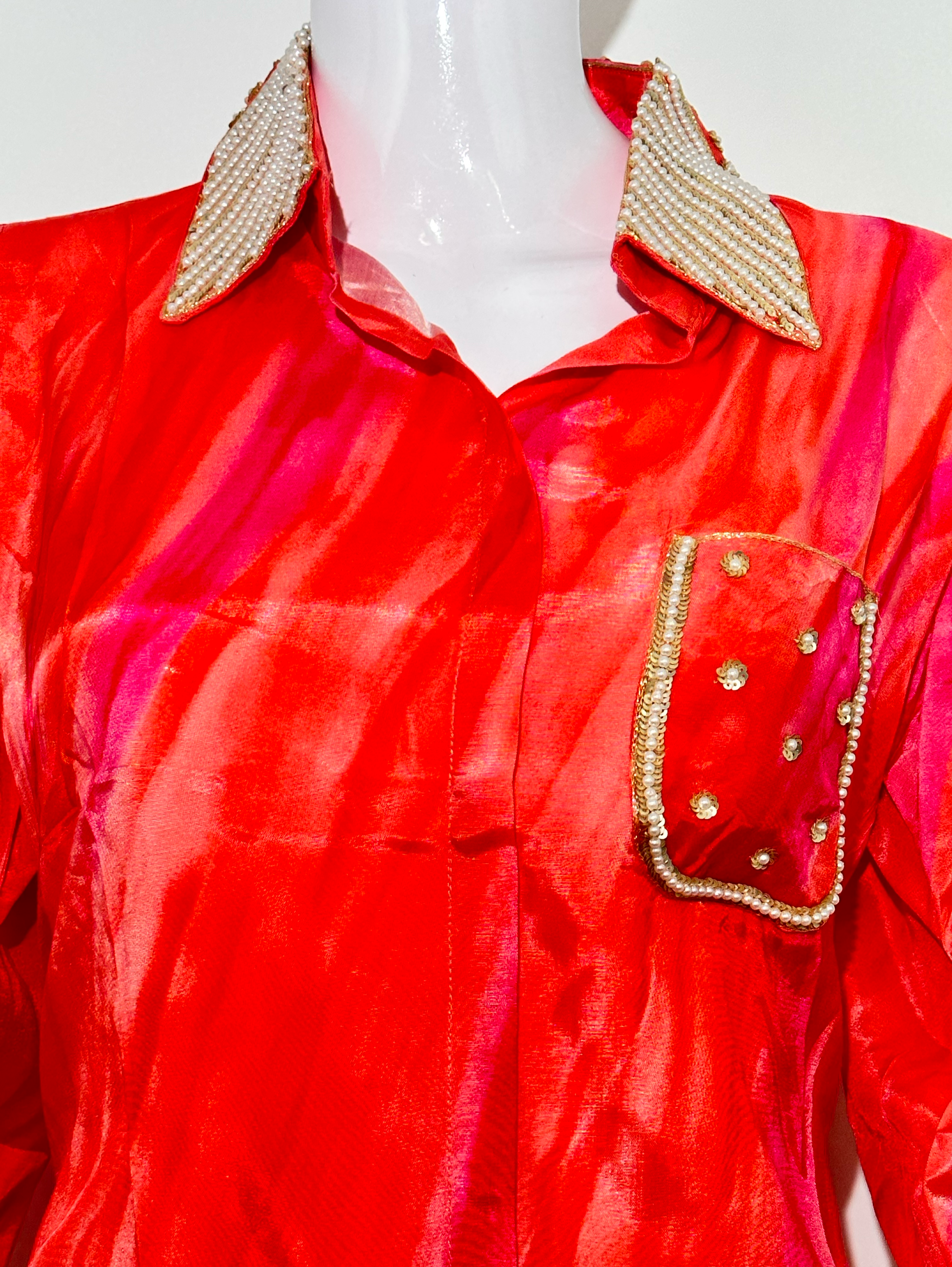 Image of Muslin Coords with Moti Embroidery work