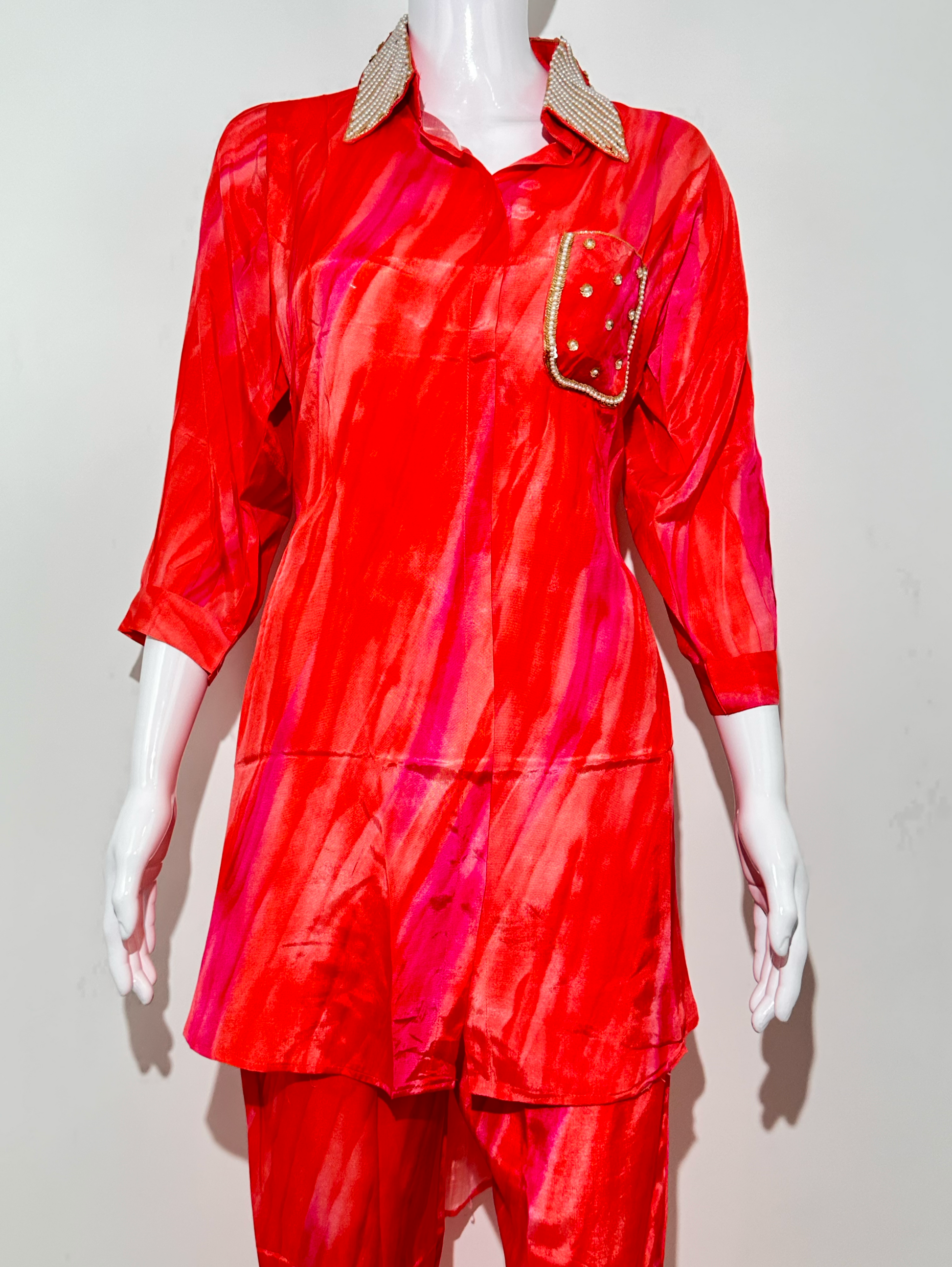 Muslin Coords with Moti Embroidery work