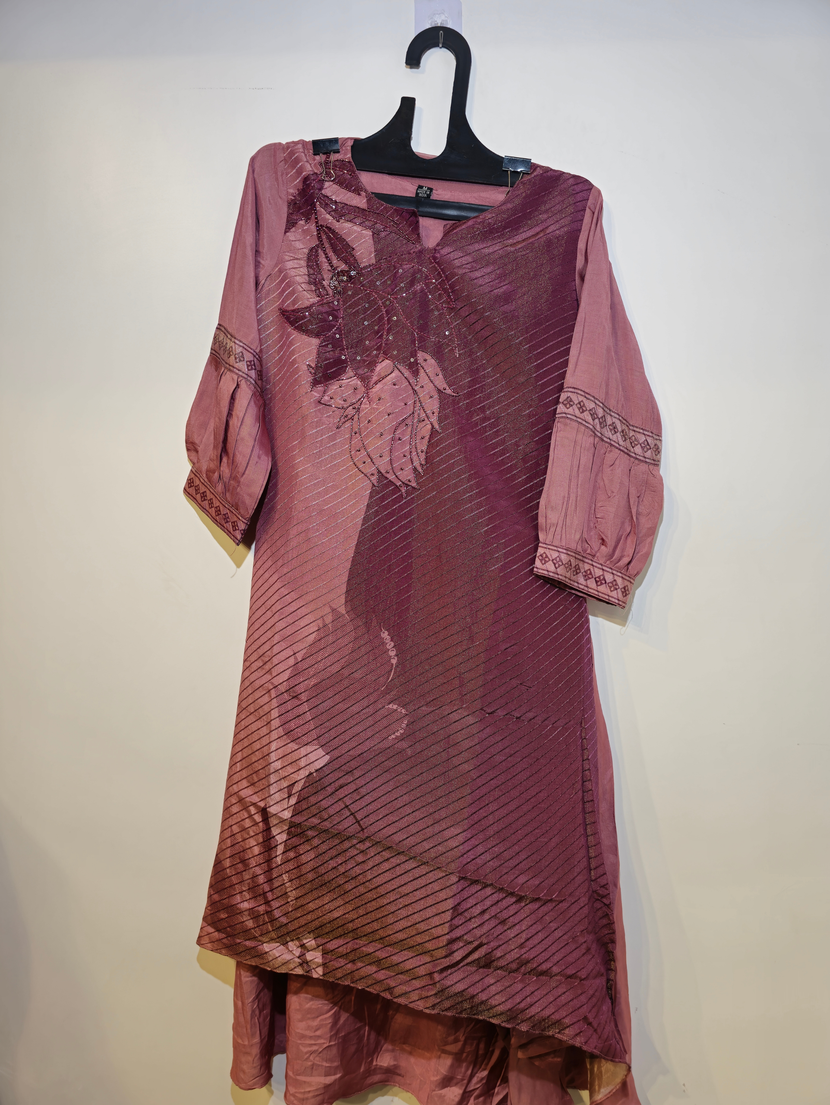 Image of Pure Chinnon Kurti Set - 3 Piece