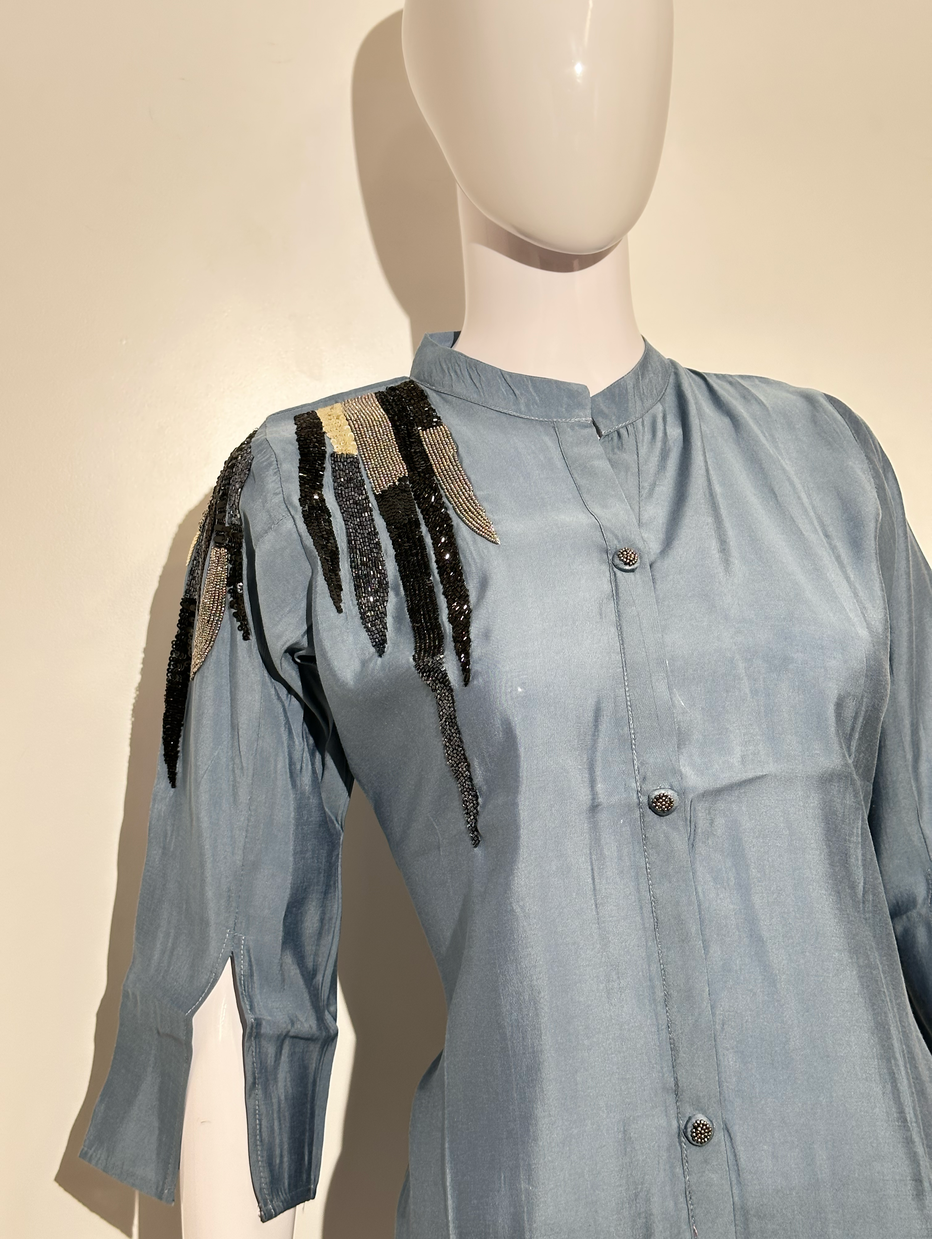 Image of Sky Blue Muslin Hand work Coords