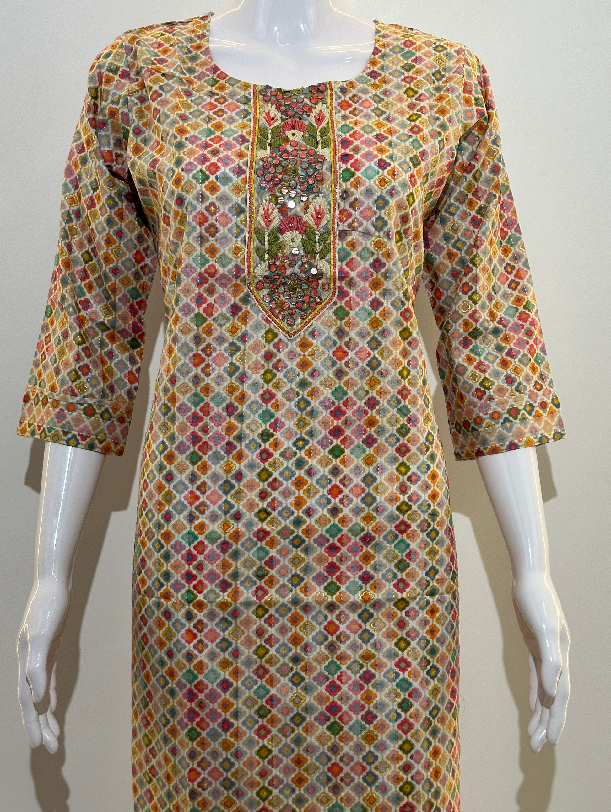 Slub Cotton Embroidary work Kurti