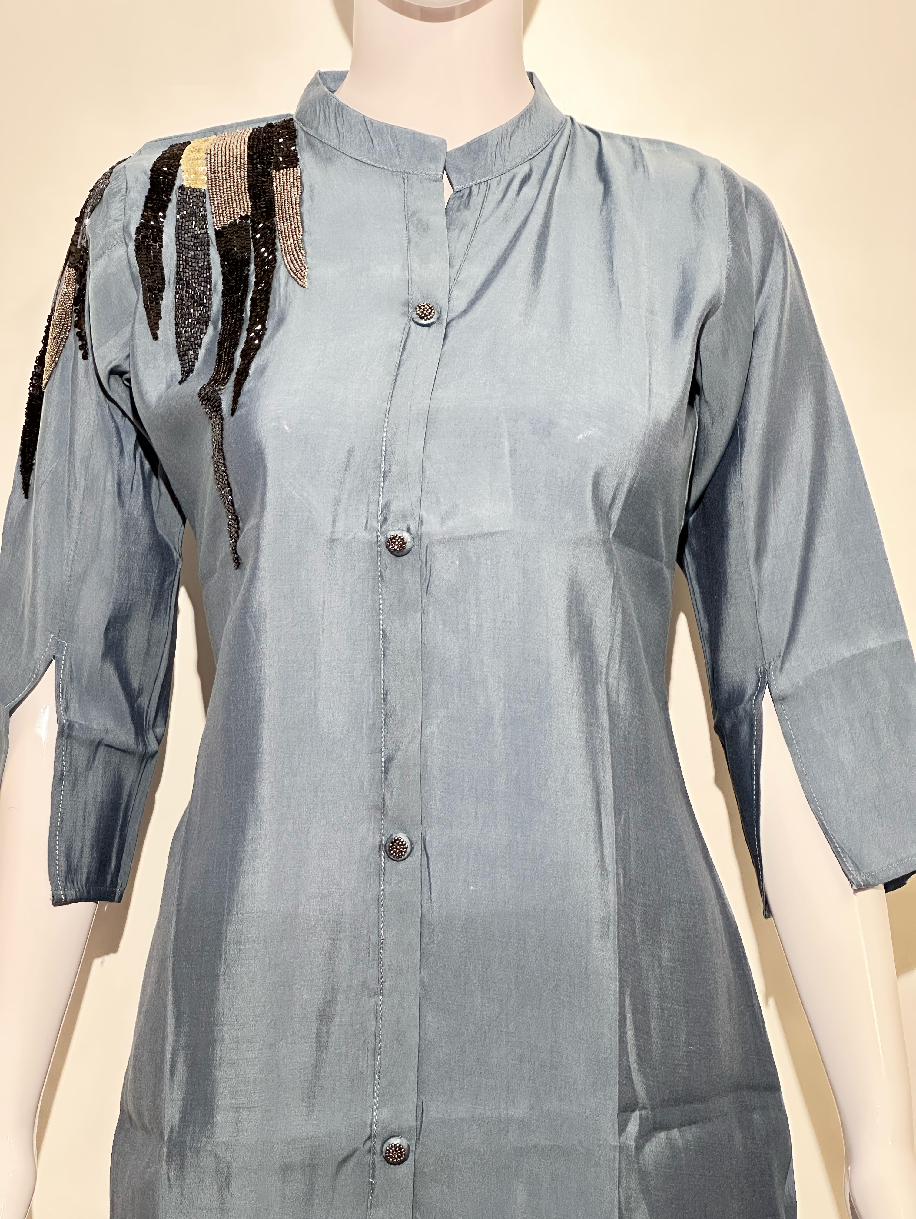 Image of Sky Blue Muslin Hand work Coords