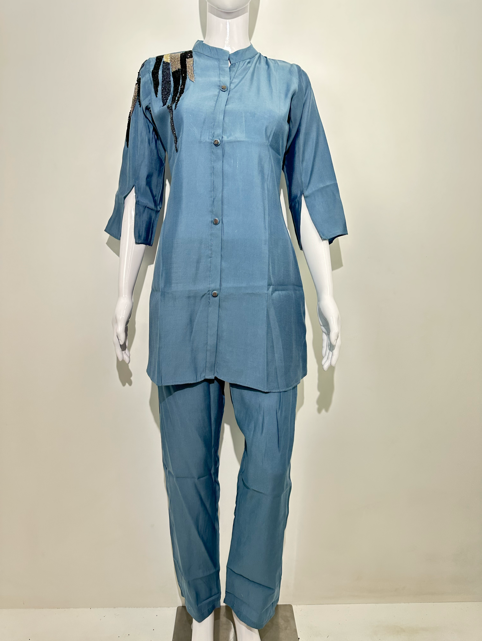 Sky Blue Muslin Hand work Coords