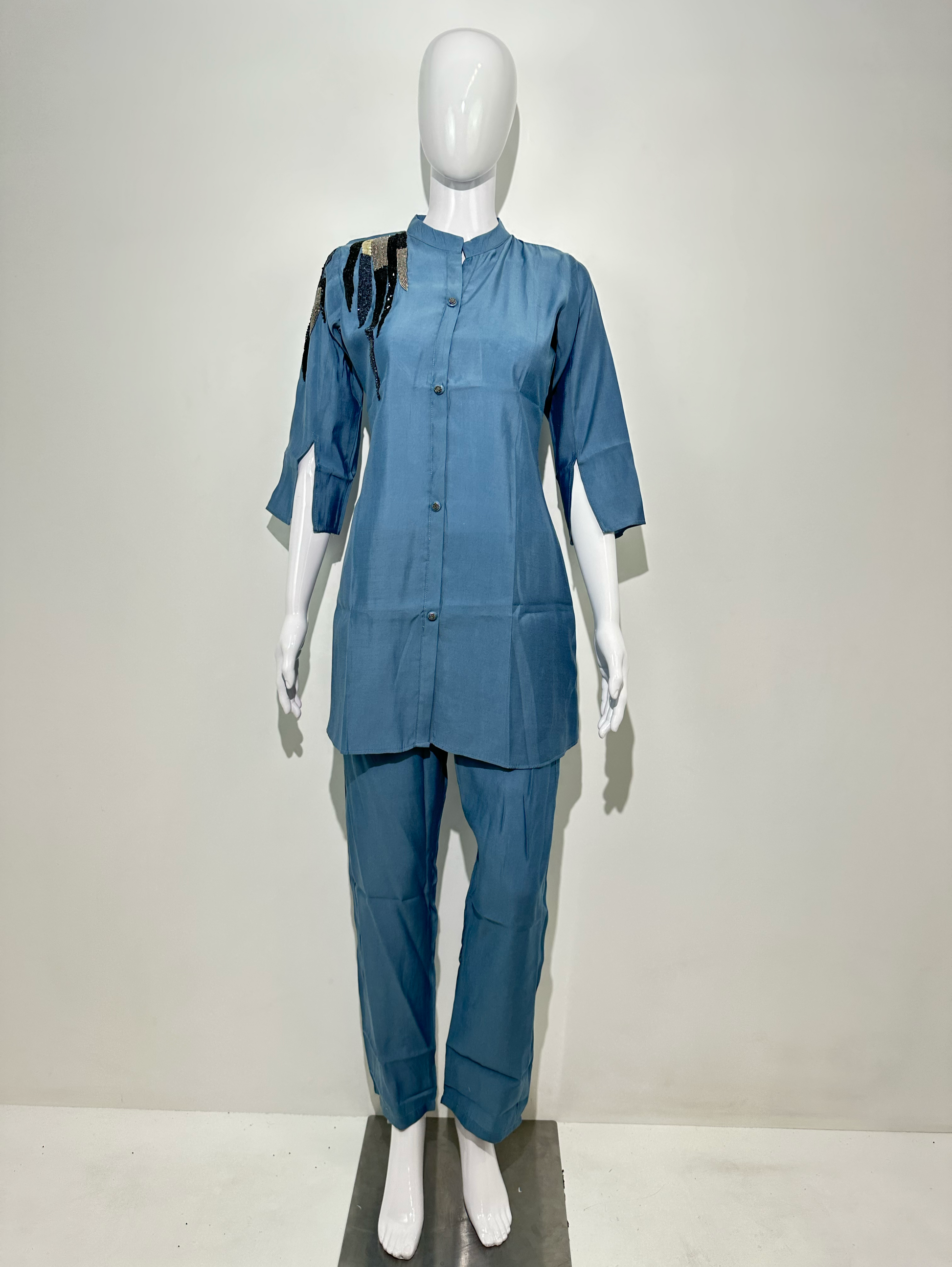Sky Blue Muslin Hand work Coords
