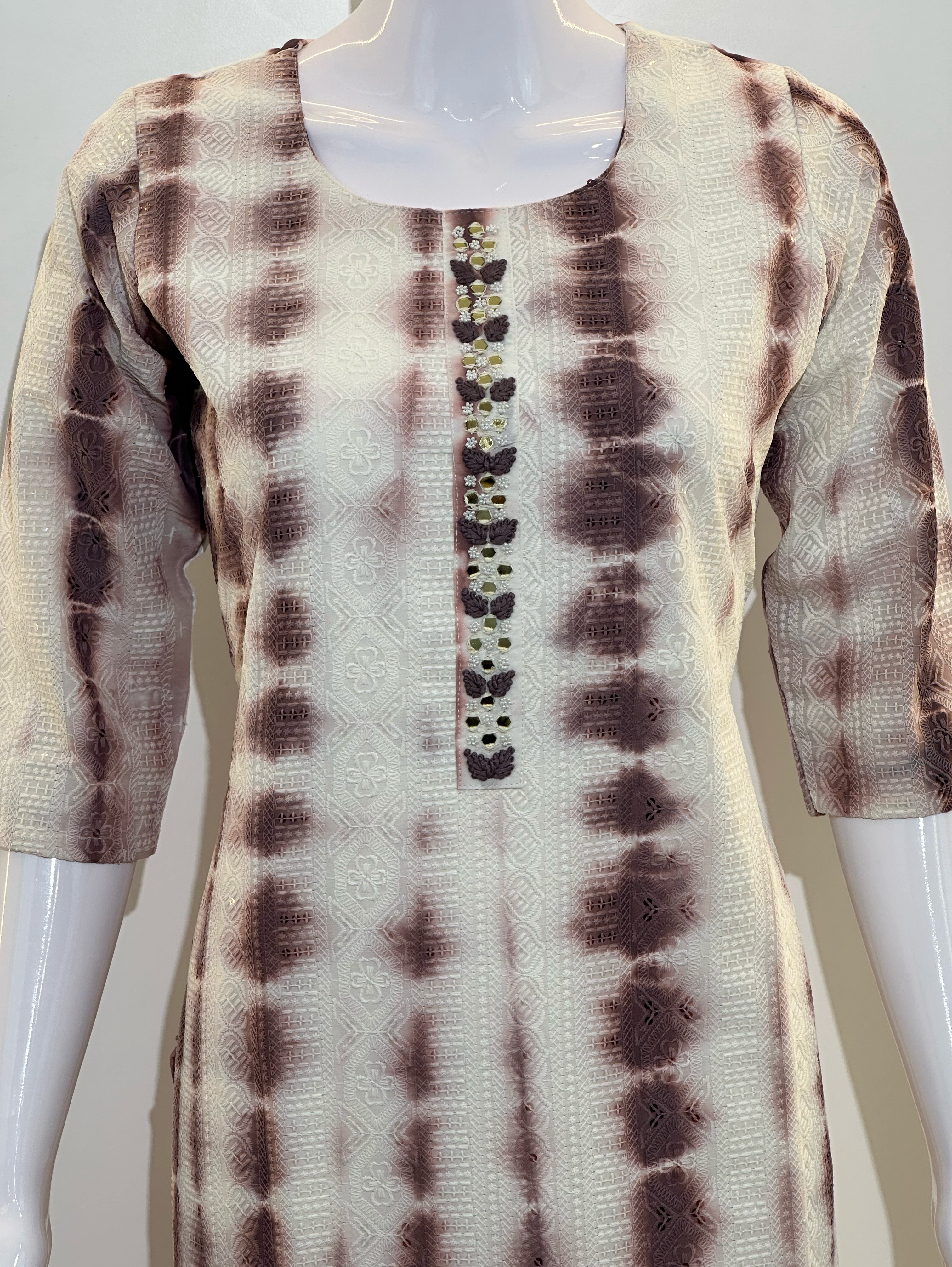 Image of Lucknowi Tie - Dye Cotton Straight Kurti