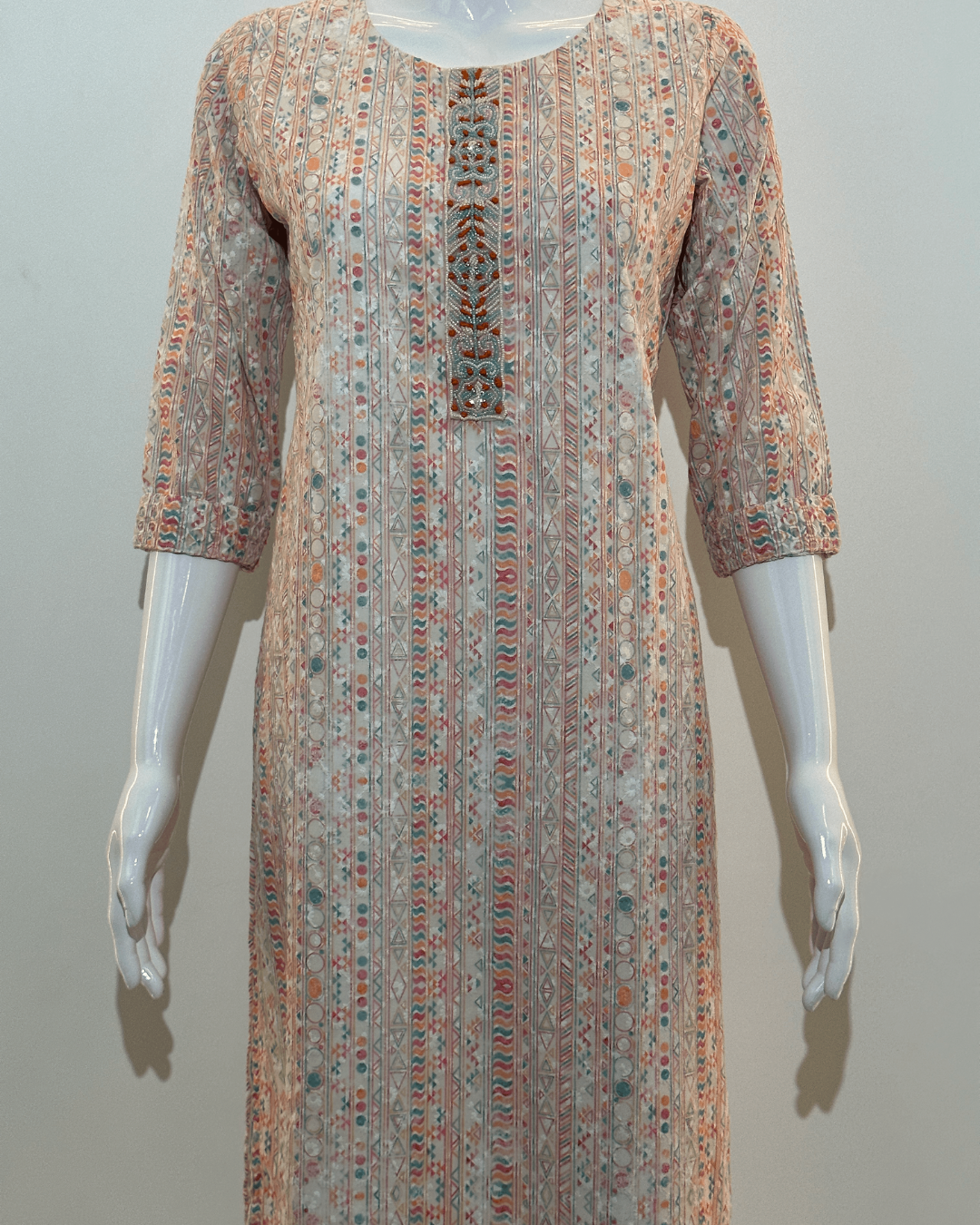 Lucknowi work Cotton Straight Kurti