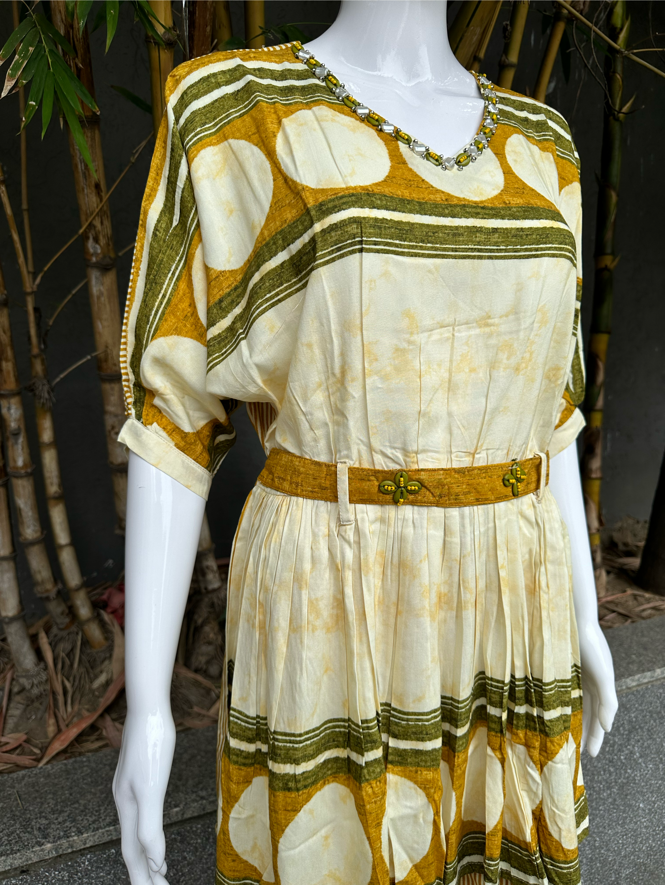 Image of Rayon V Neck Embroidery with Belt Coords