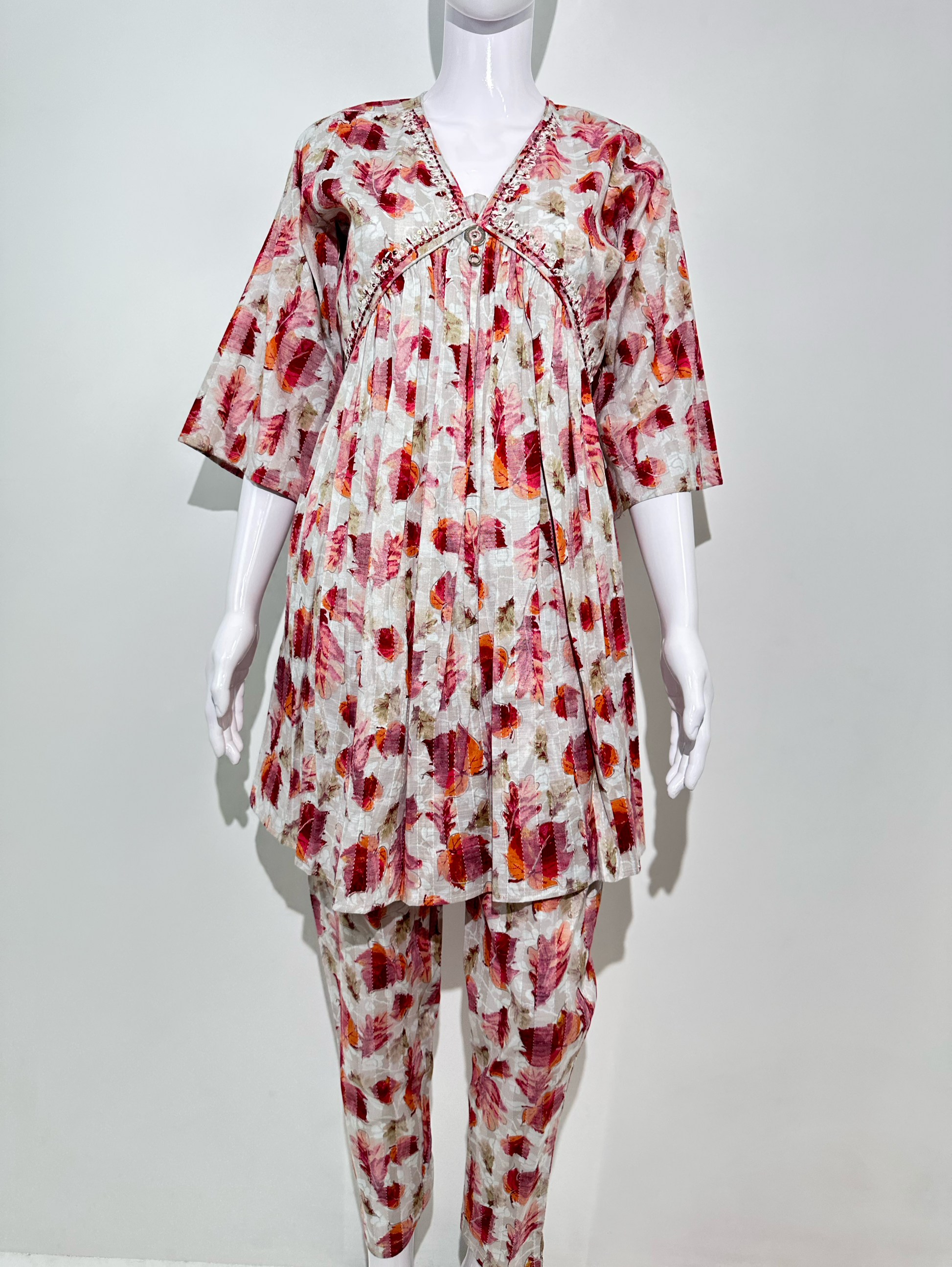 Alia Cut Coord Set with Neck work