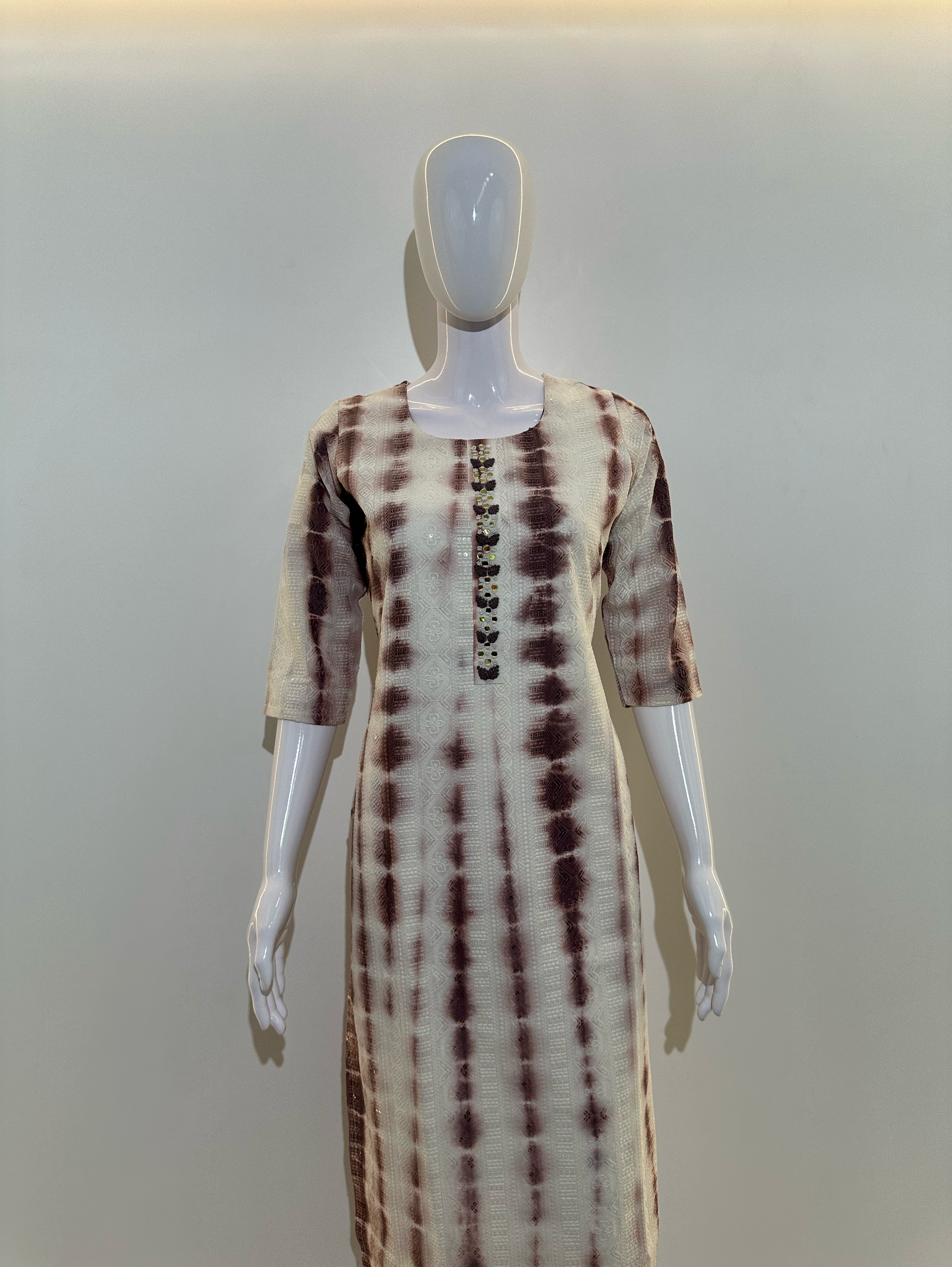 Lucknowi Tie - Dye Cotton Straight Kurti