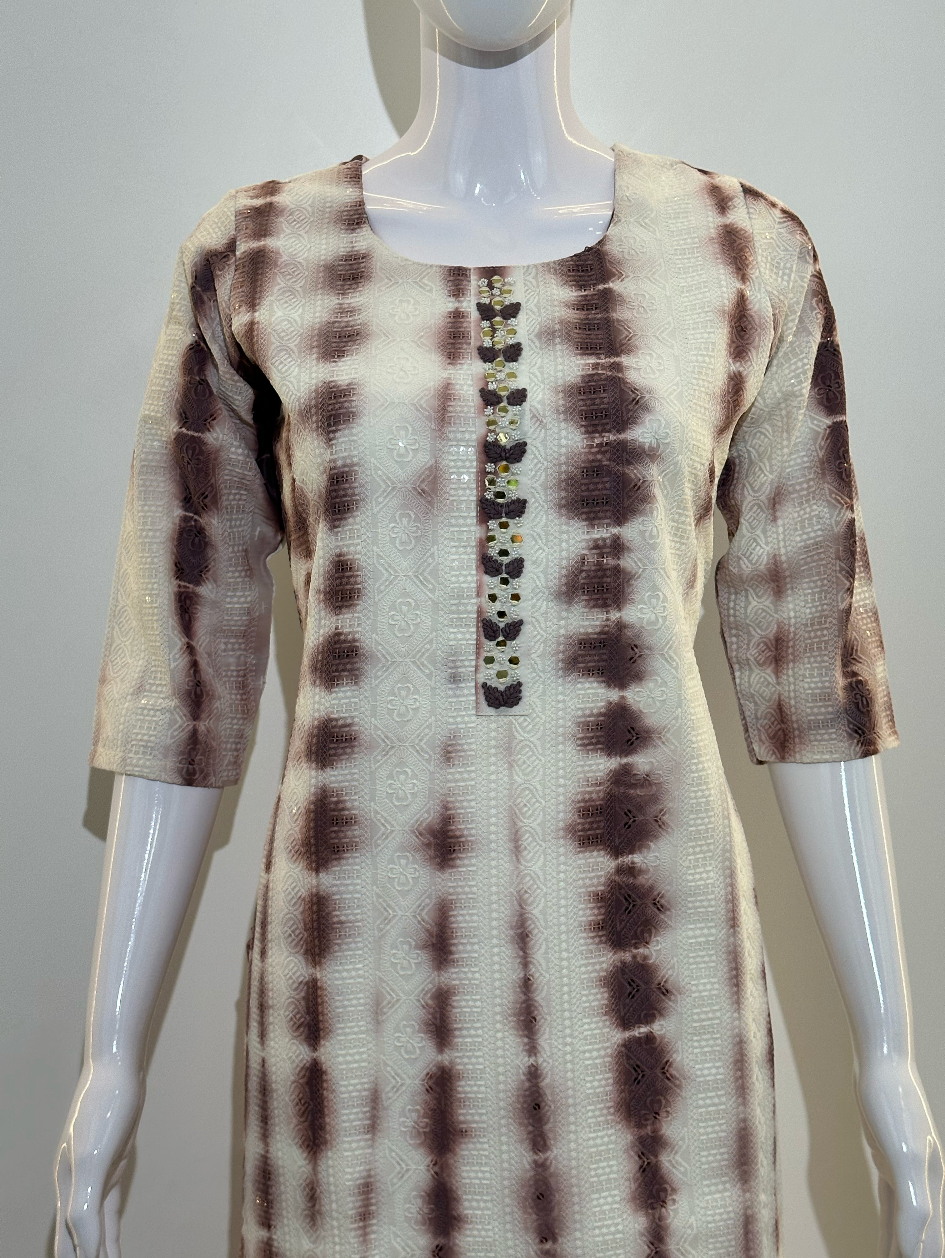 Lucknowi Tie - Dye Cotton Straight Kurti