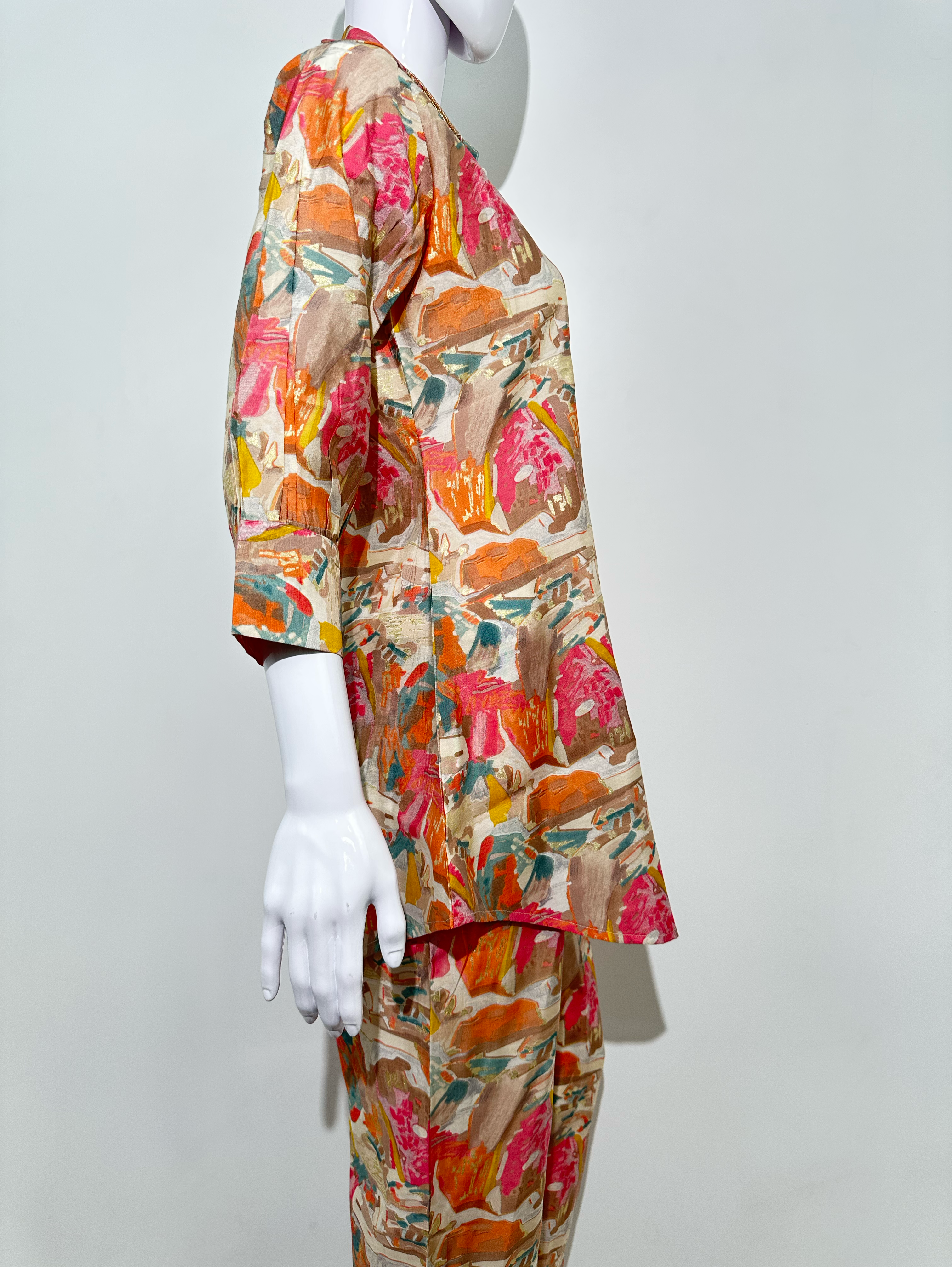 Image of Muslin Sleeve Hand and button work Coords