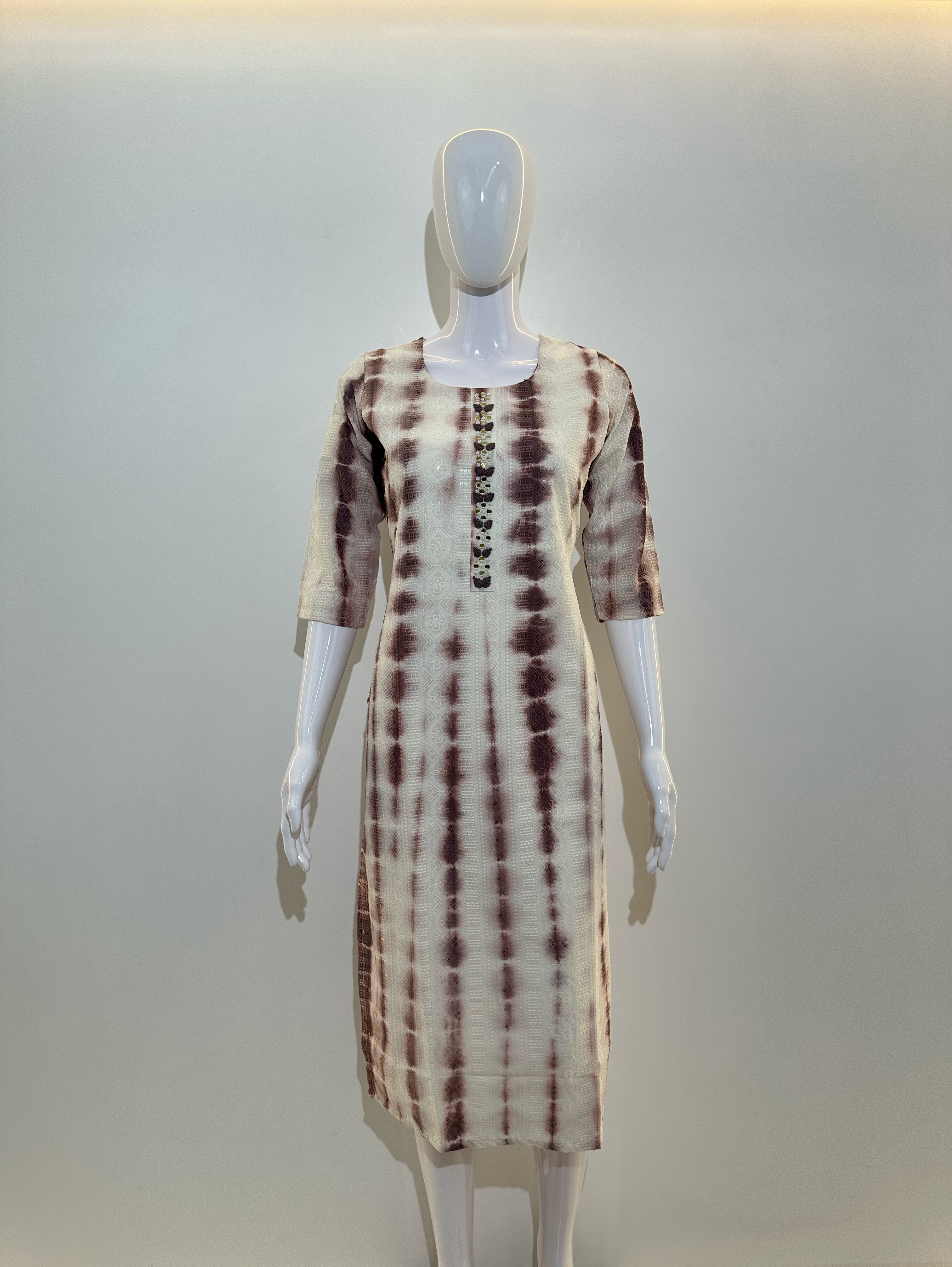 Lucknowi Tie - Dye Cotton Straight Kurti