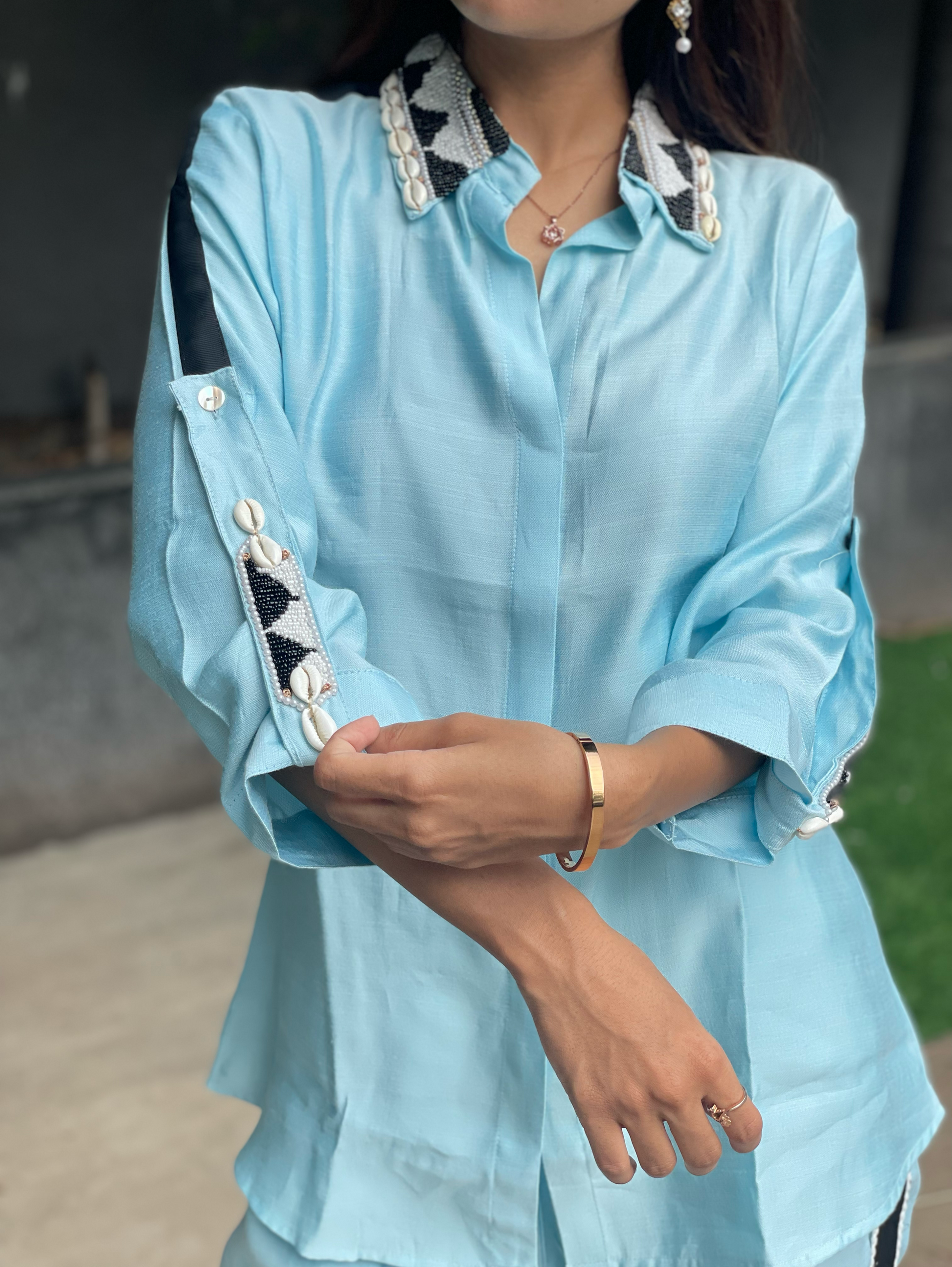 Pure Cotton Embroidery Coords - Blue