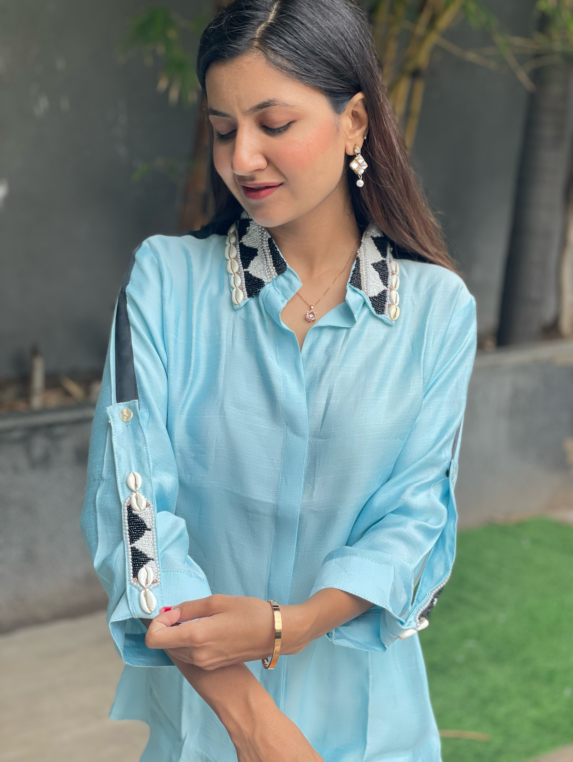 Pure Cotton Embroidery Coords - Blue