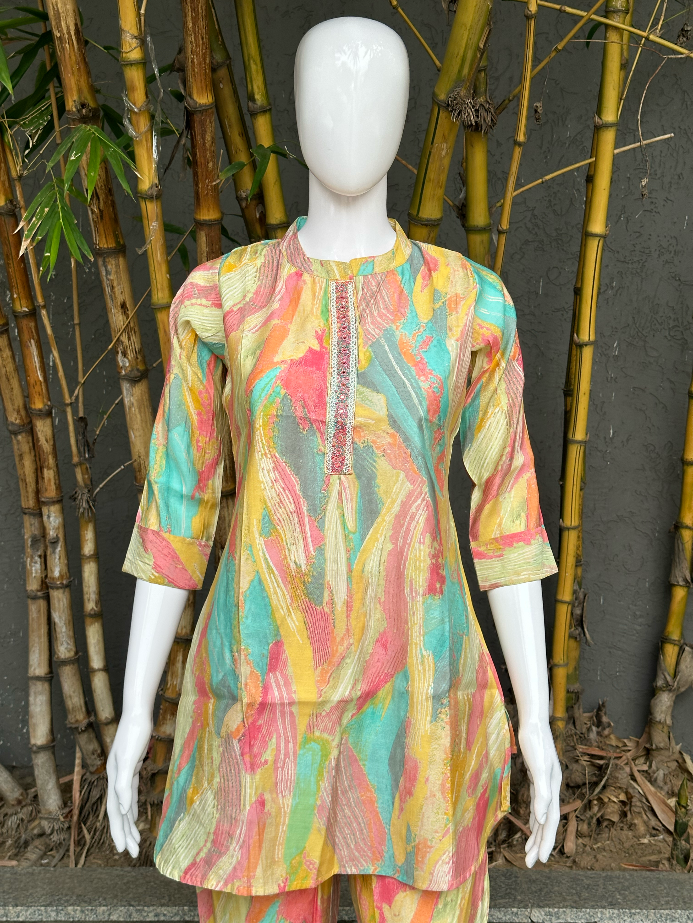 Muslin Stand Patti work Coords