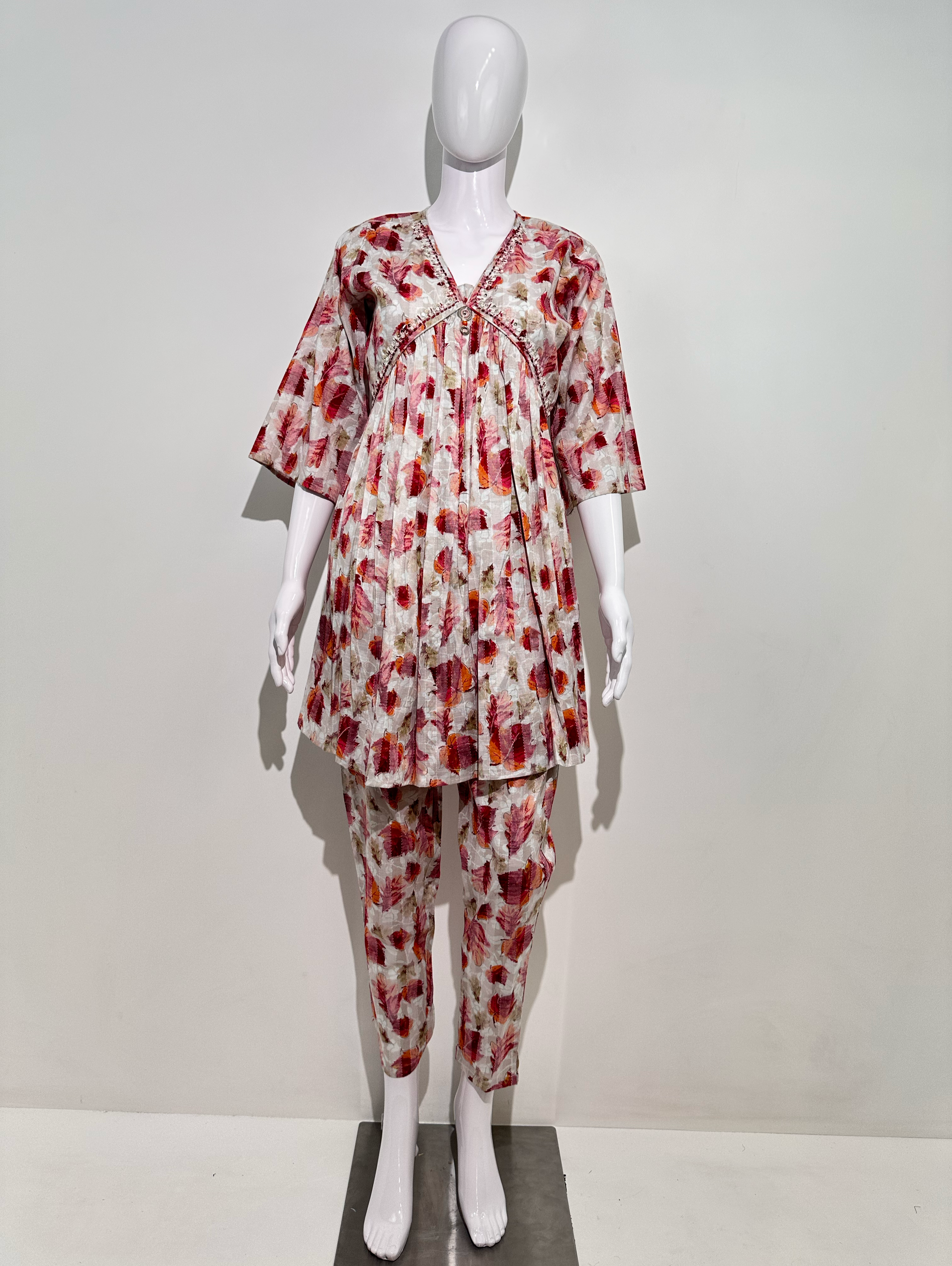 Alia Cut Coord Set with Neck work