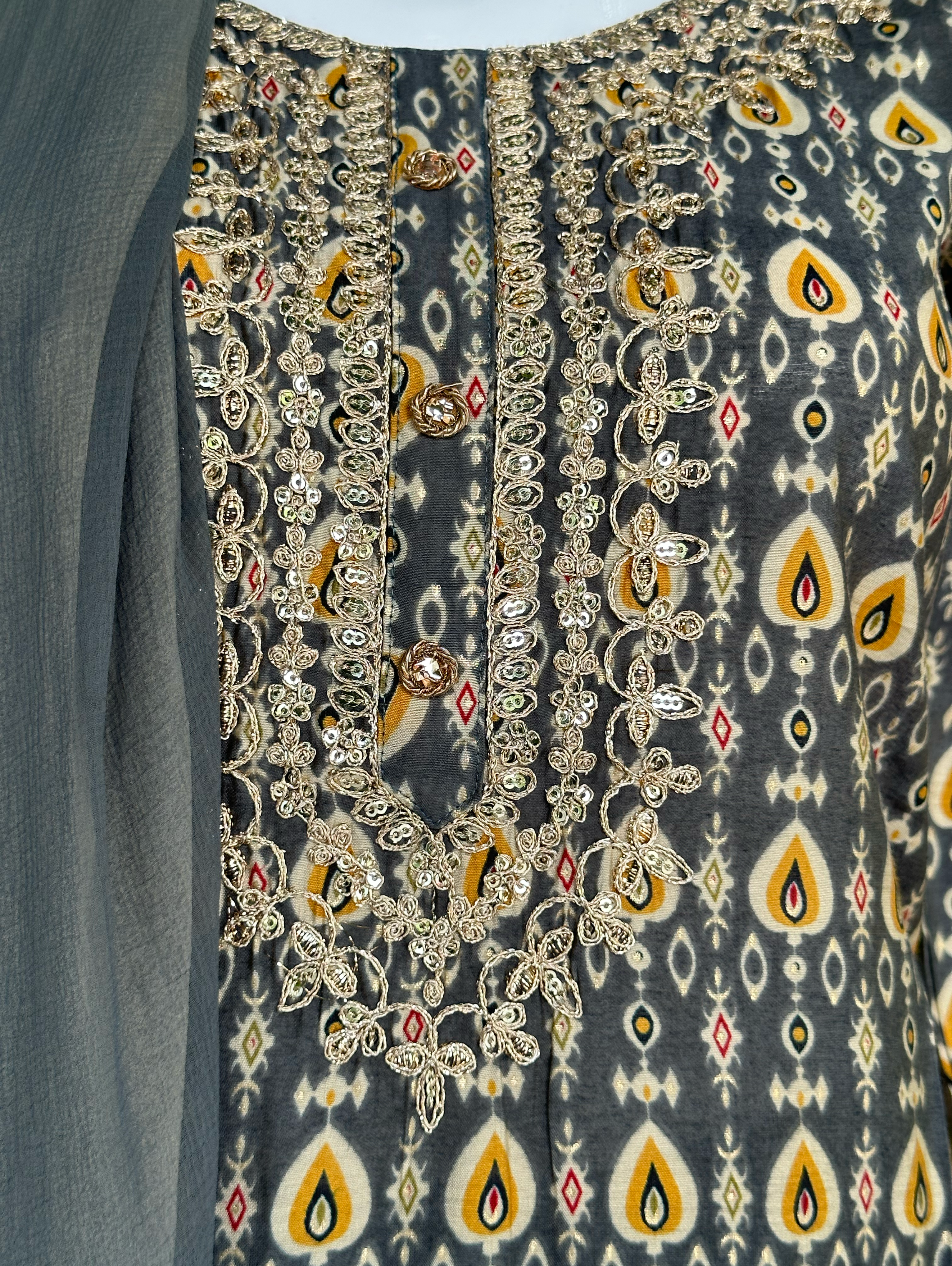 Image of Muslin Straight Kurti Set - 3 Piece