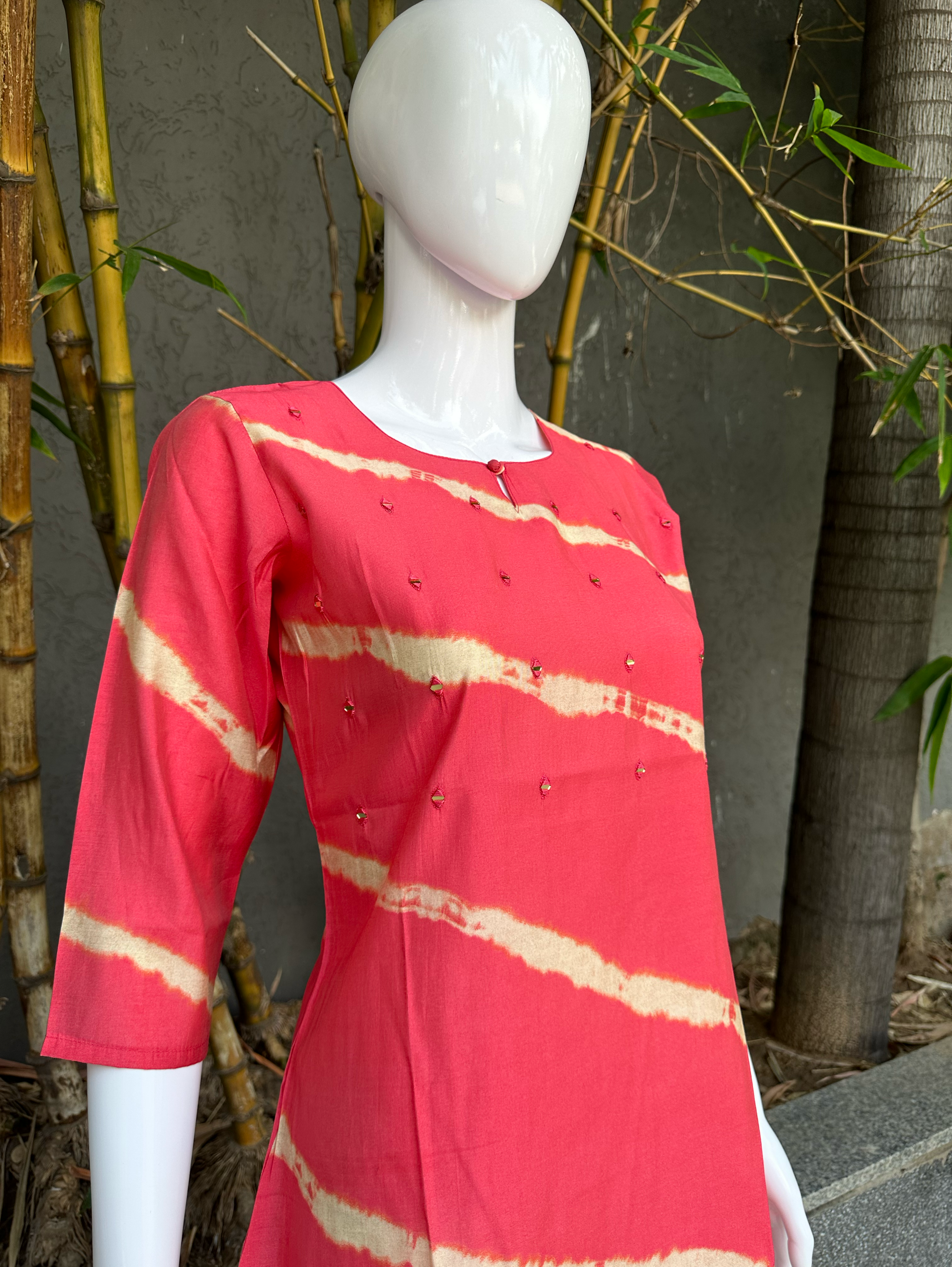 Image of Muslin Mirror work Short Top Tunic