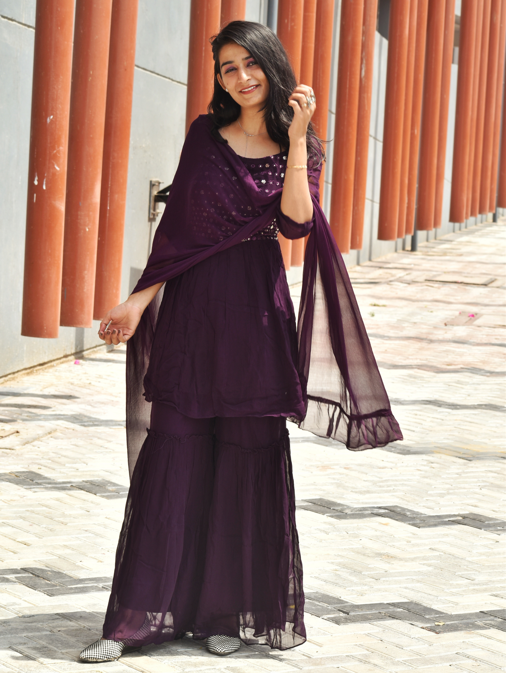 Georgette with Embroidery 3 Piece Sharara set