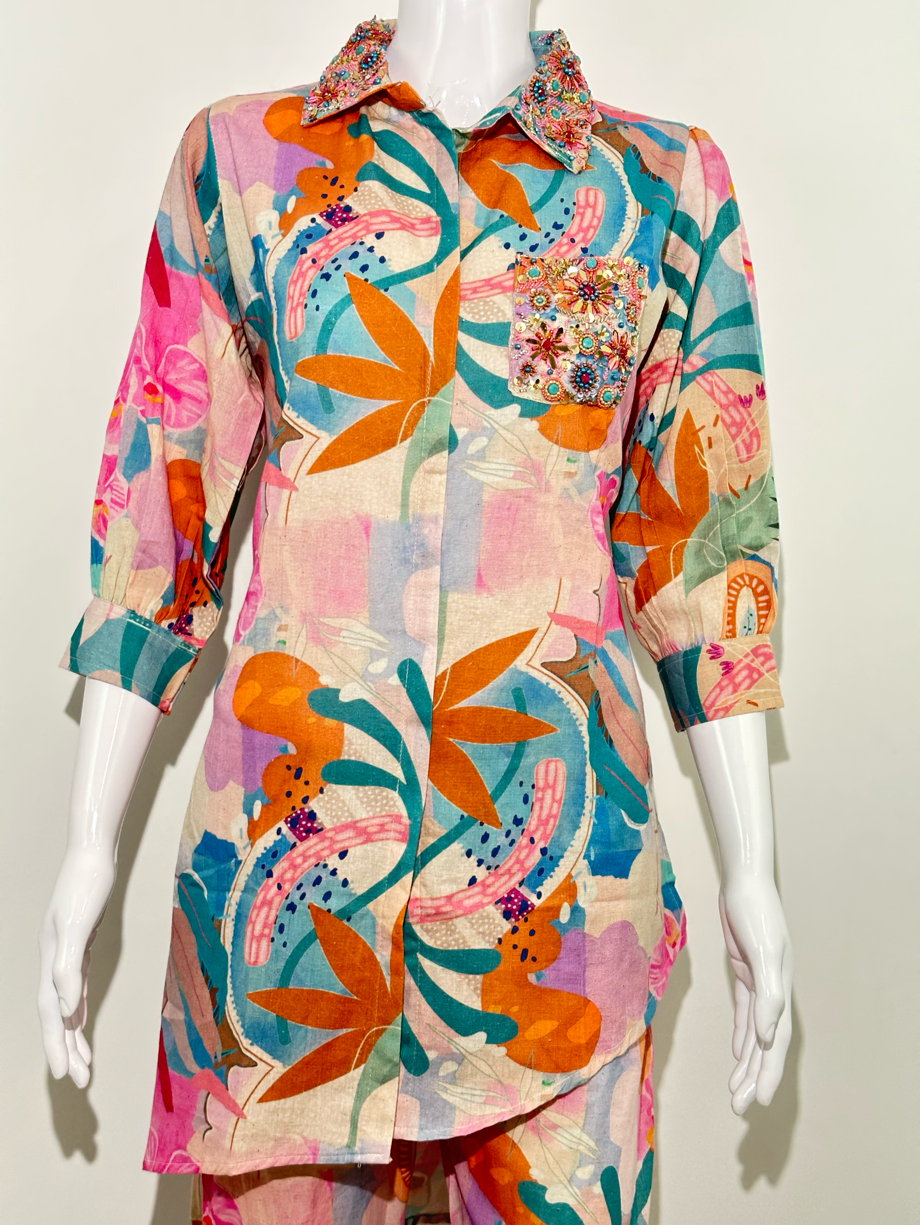 Image of Linen Cotton Unique Sleeve and work Coords