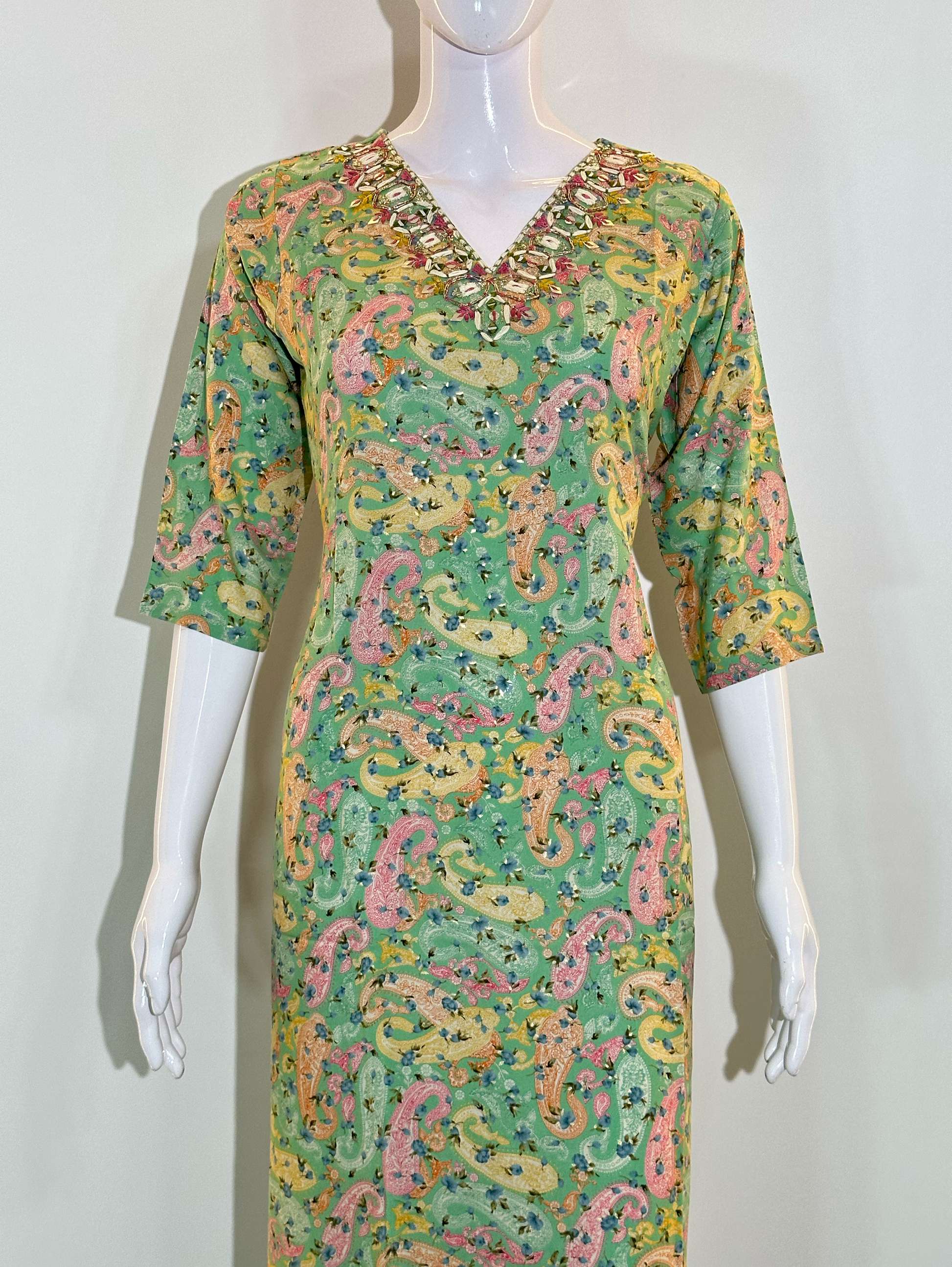 Rayon Straight Kurti - with work