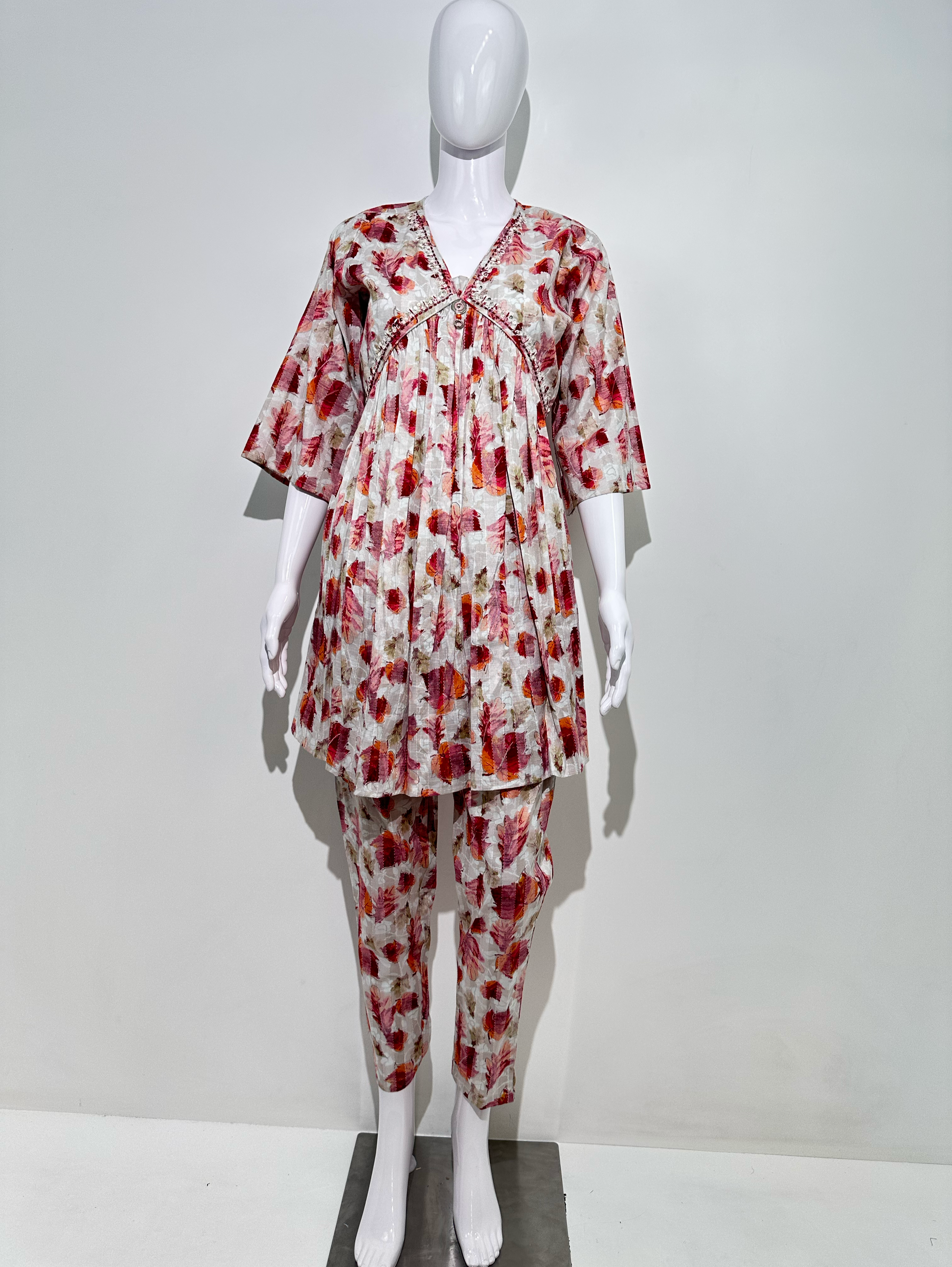 Alia Cut Coord Set with Neck work