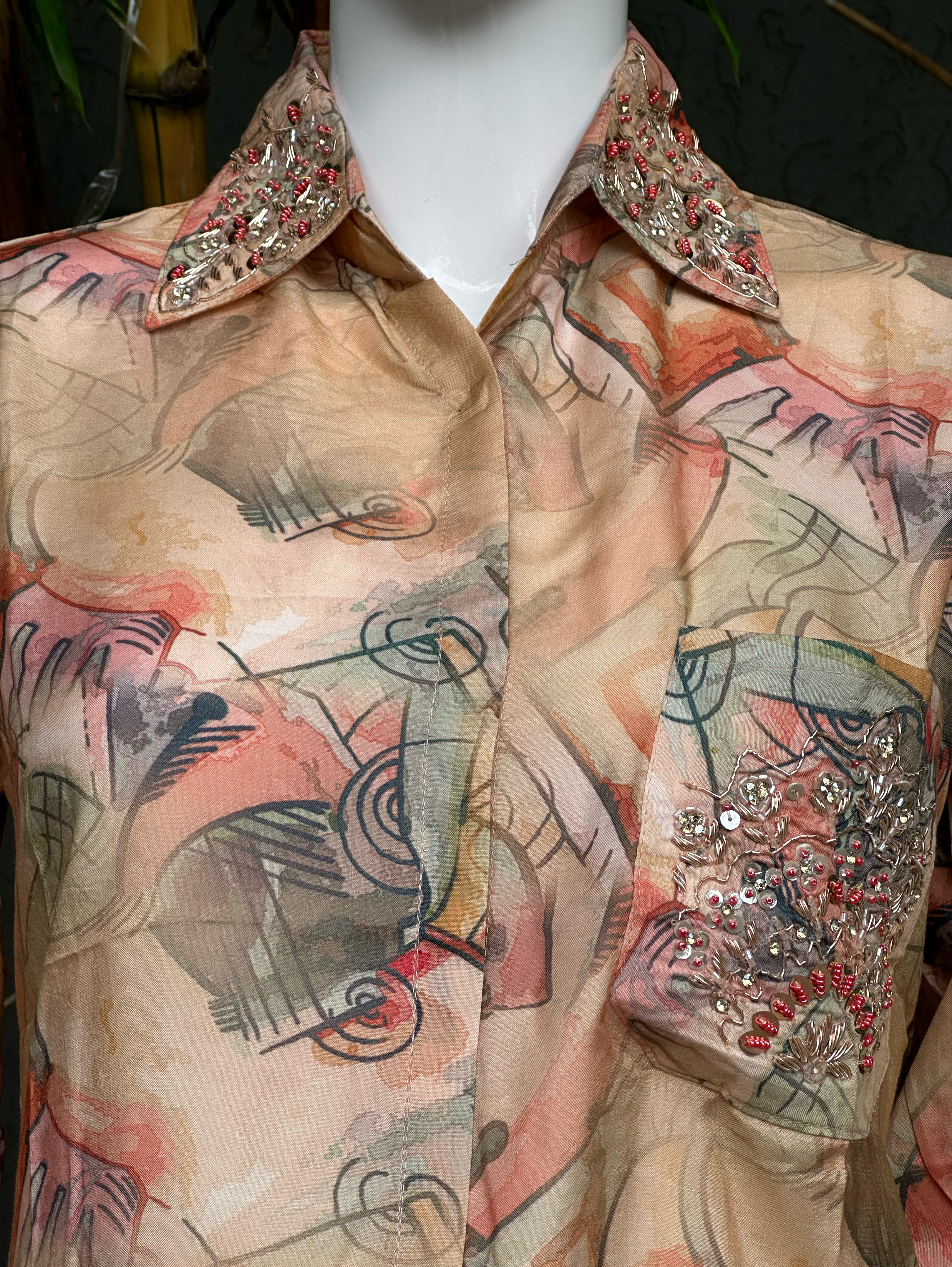 Muslin with Collar & Pocket Hand work