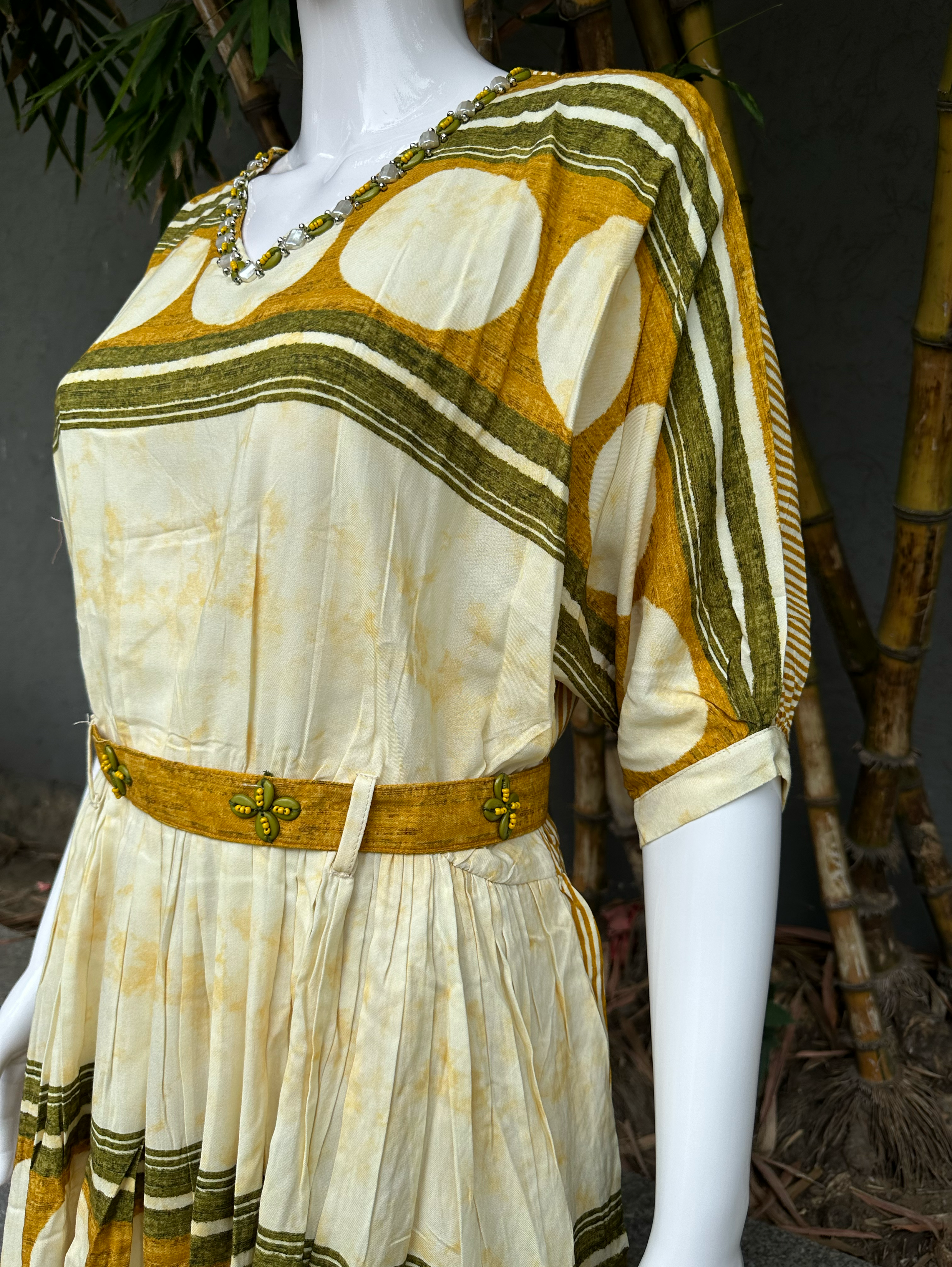 Image of Rayon V Neck Embroidery with Belt Coords