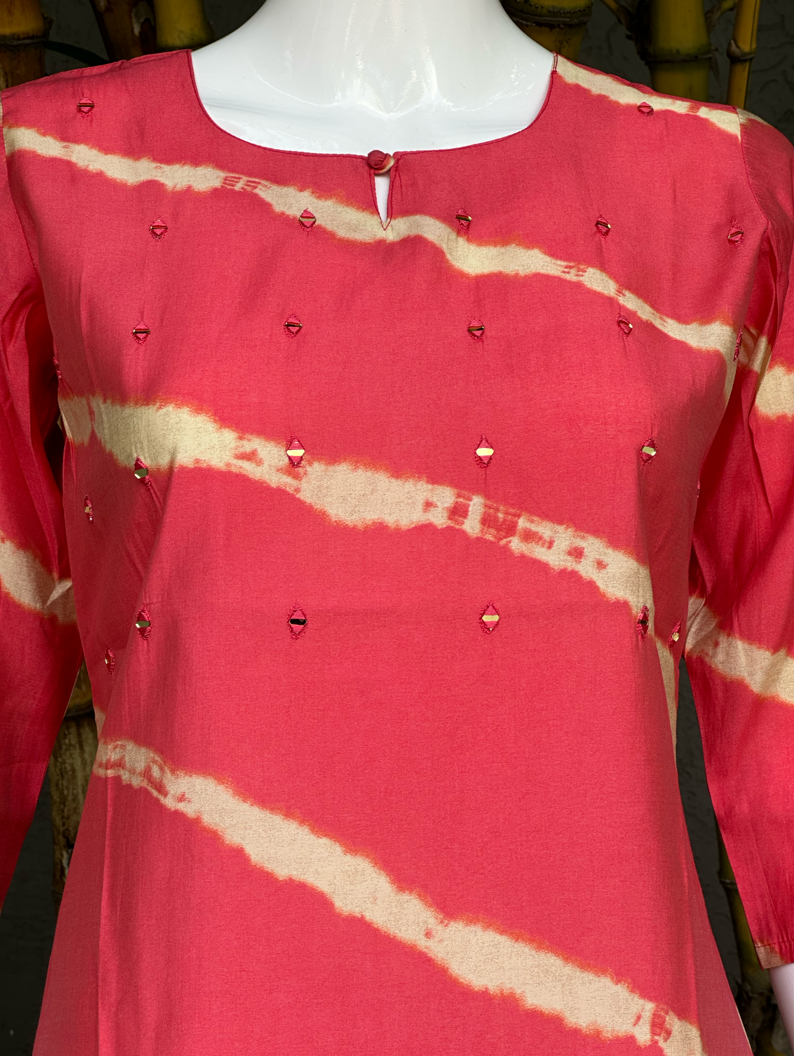 Image of Muslin Mirror work Short Top Tunic
