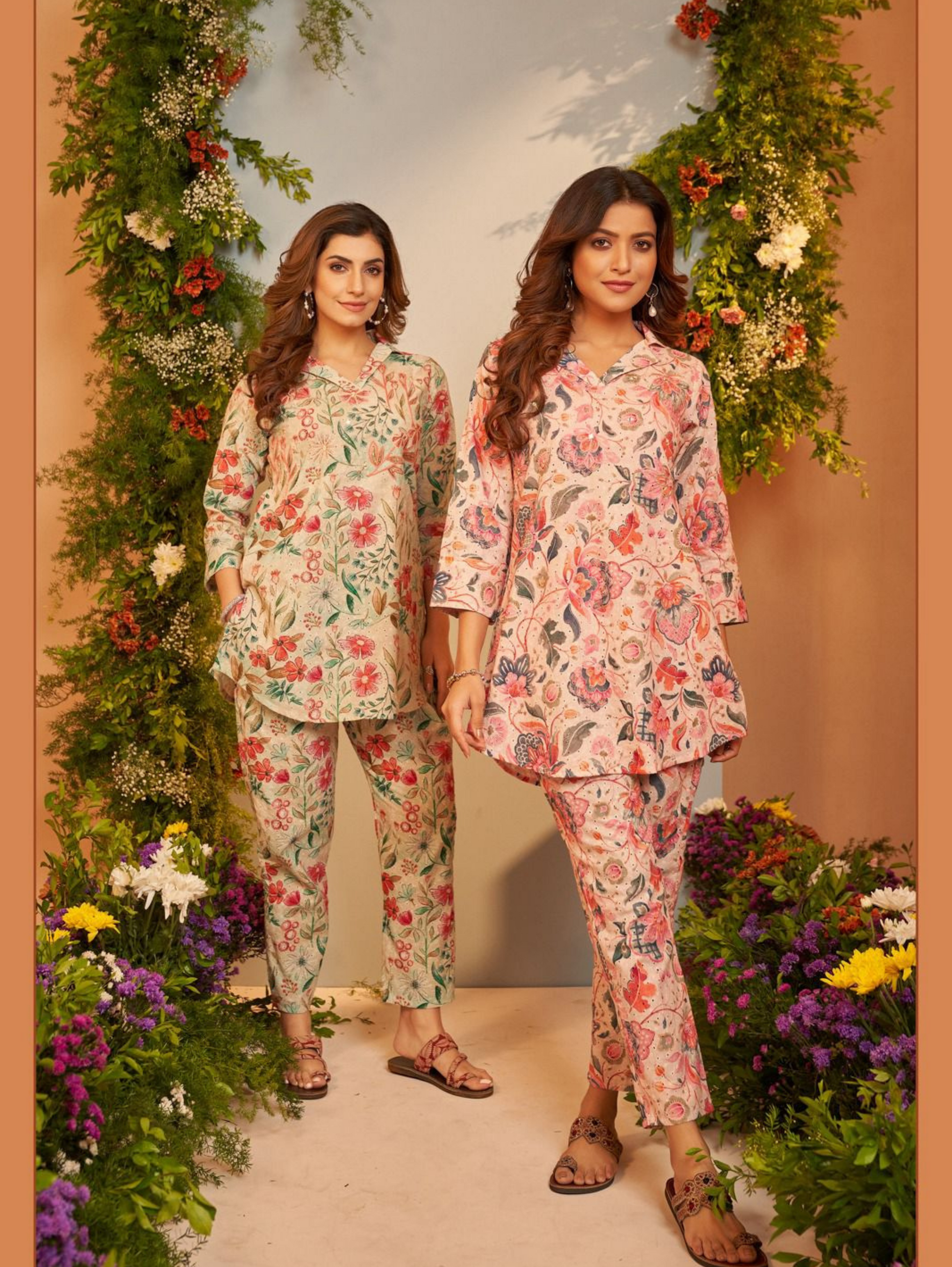 Lucknowi Cotton Embroidery thread work coords