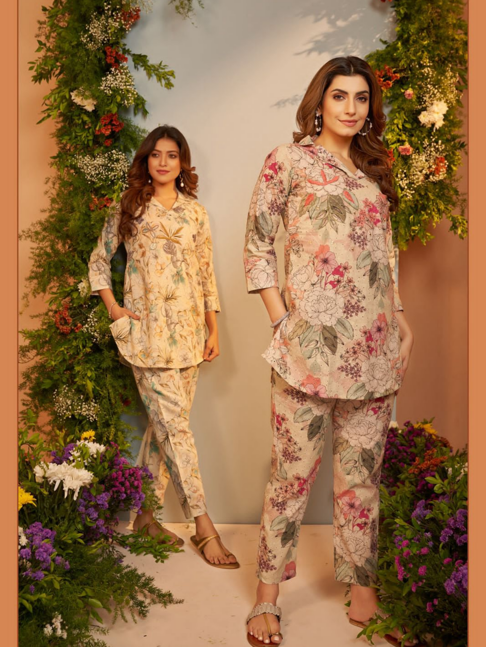 Lucknowi Cotton Embroidery thread work coords