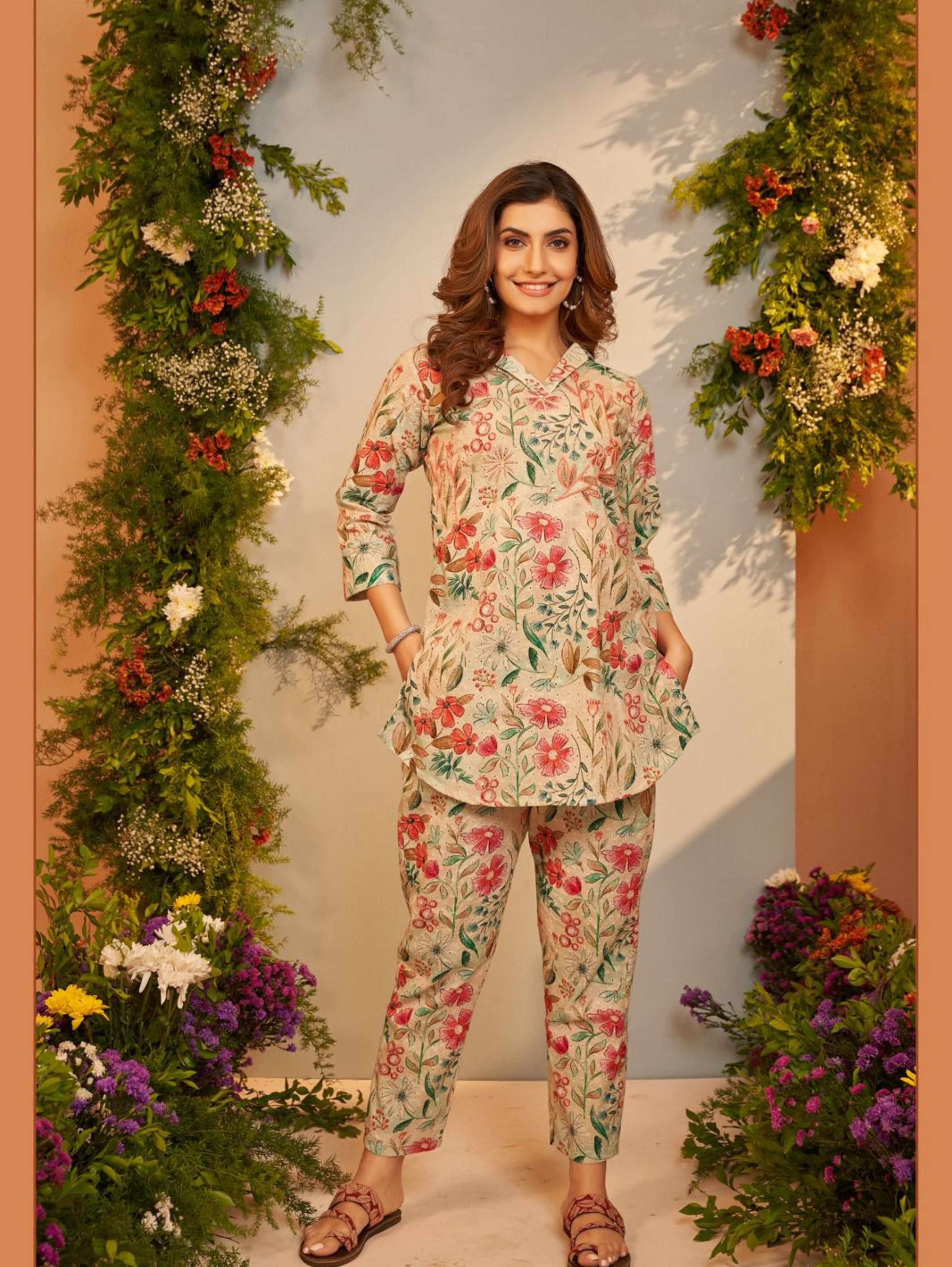 Lucknowi Cotton Embroidery thread work coords