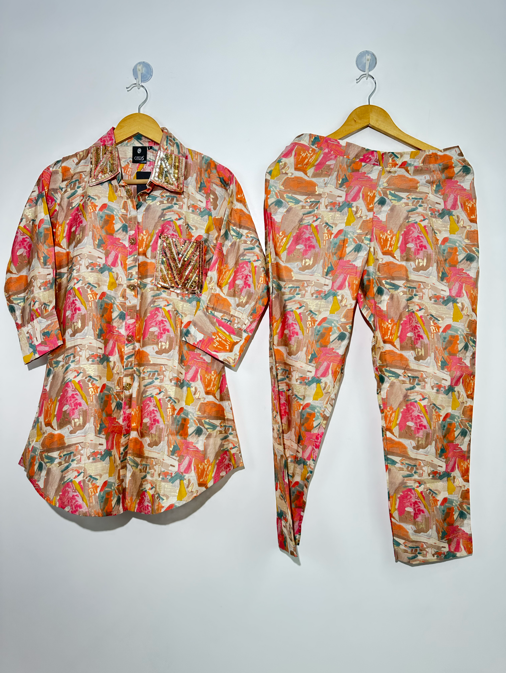 Muslin Sleeve Hand and button work Coords