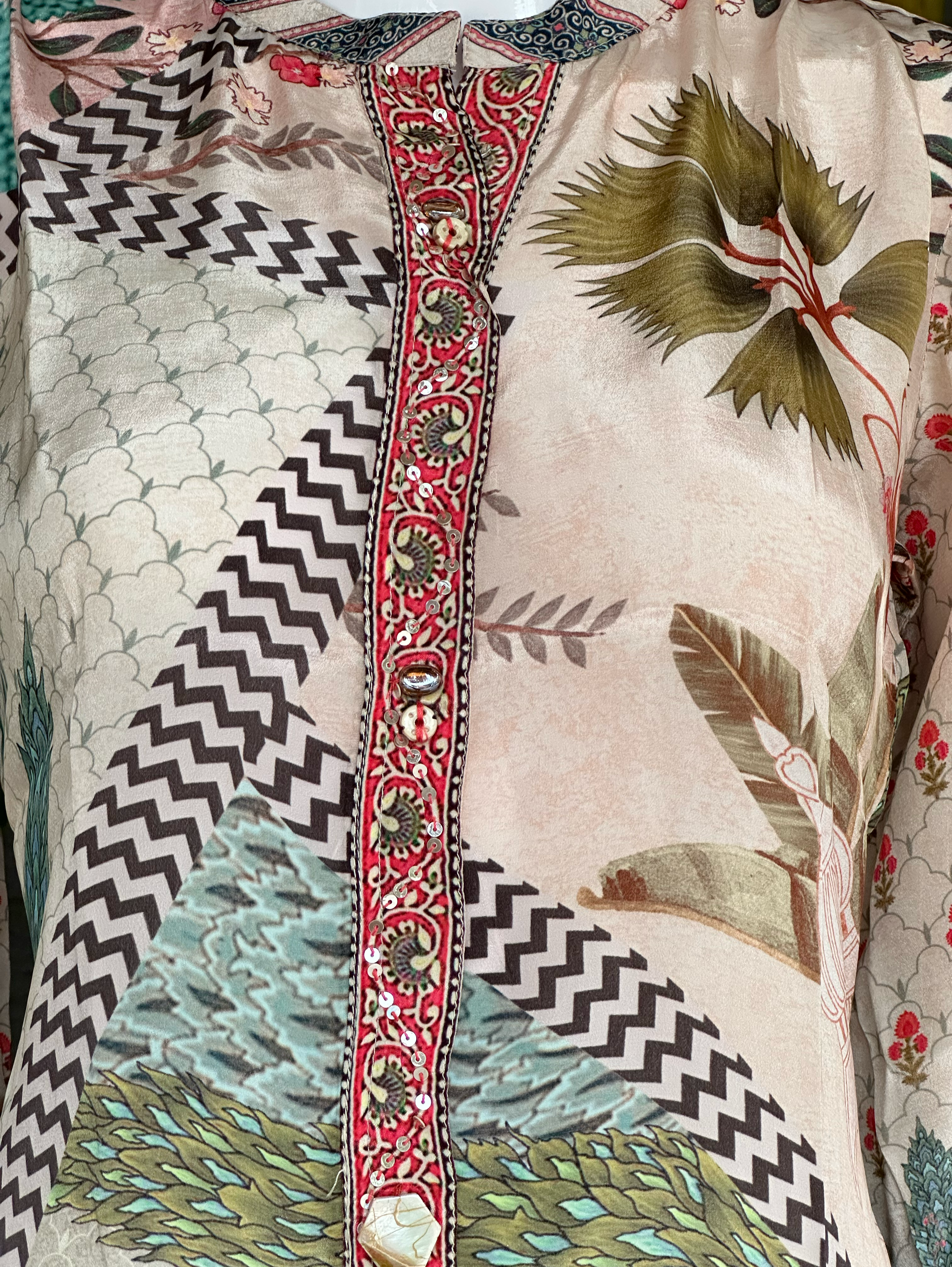 Image of Muslin Print Tunics with Embroidery work