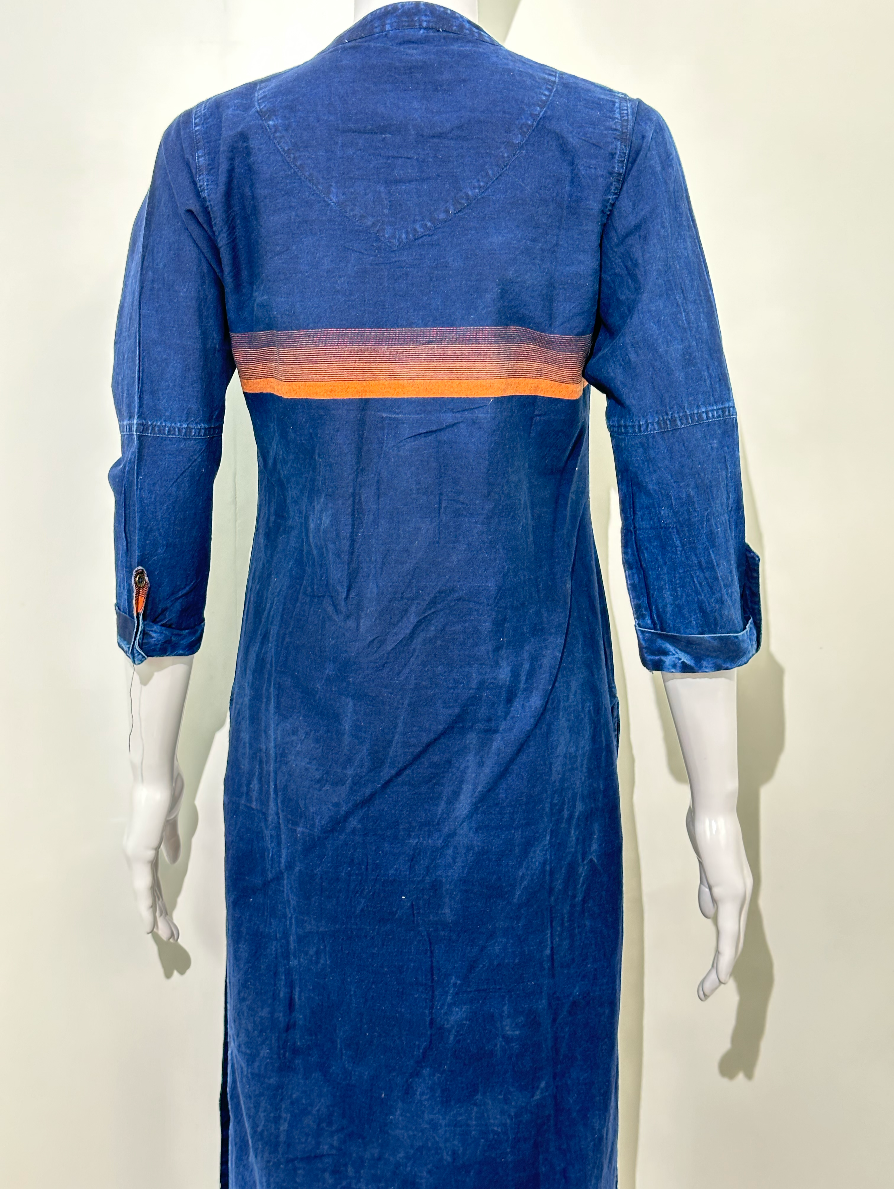 Image of Straight Denim with Stripe Print Kurti