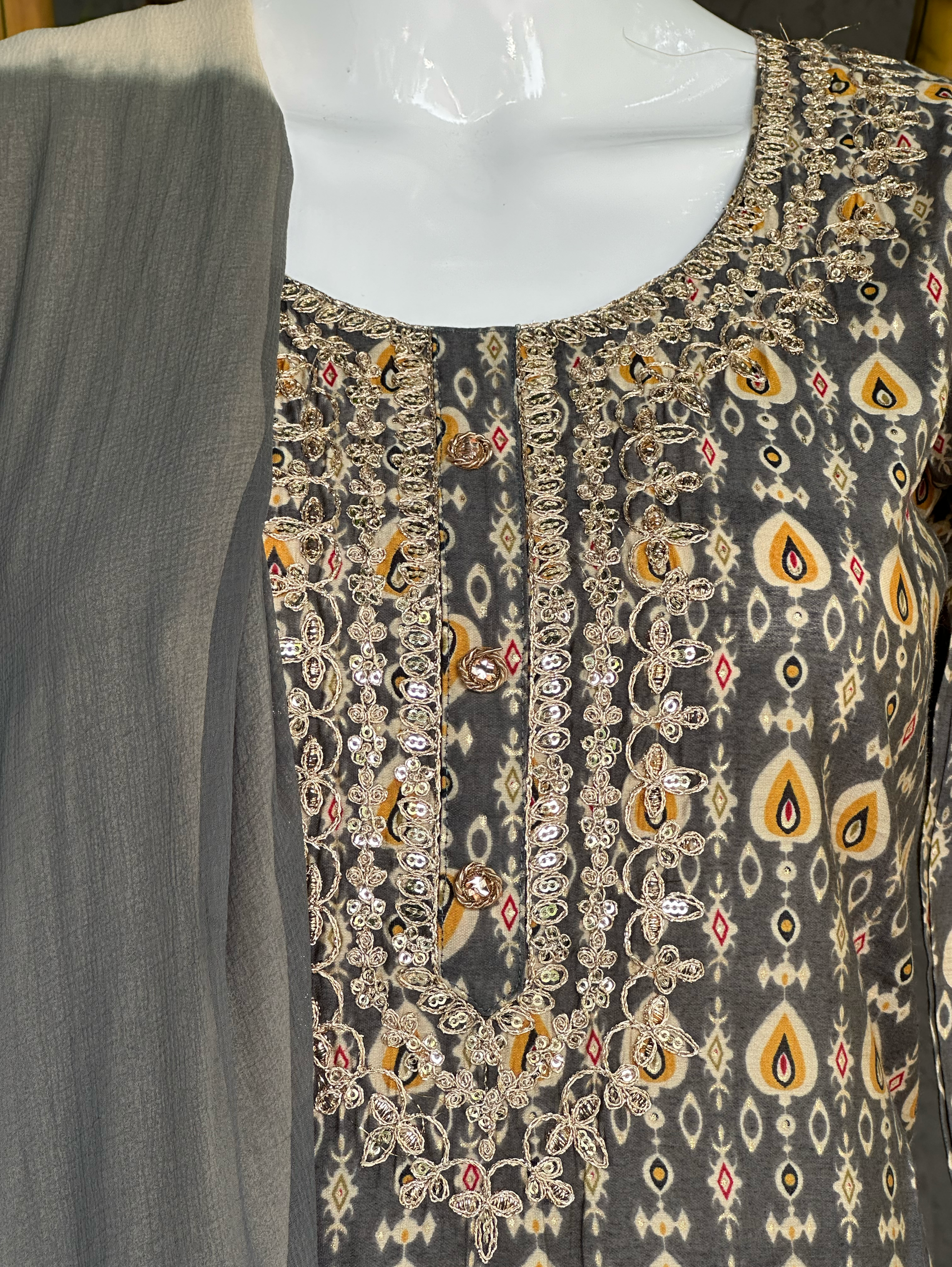 Muslin Straight Kurti Set - 3 Piece