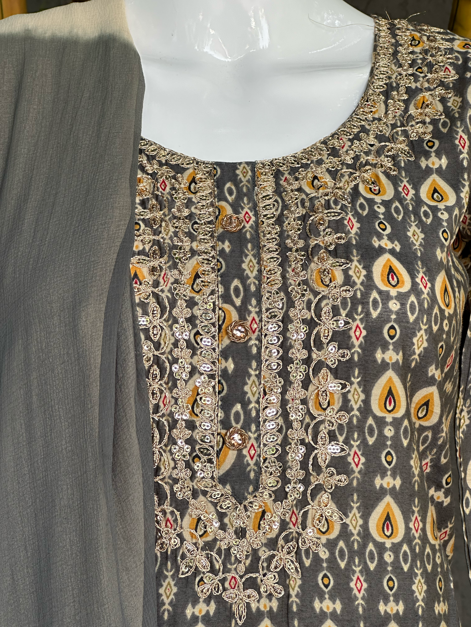 Muslin Straight Kurti Set - 3 Piece