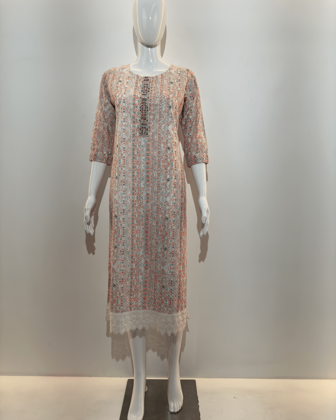 Lucknowi work Cotton Straight Kurti