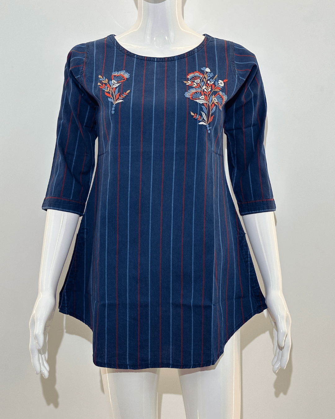 Image of Denim Strip Short Tunics