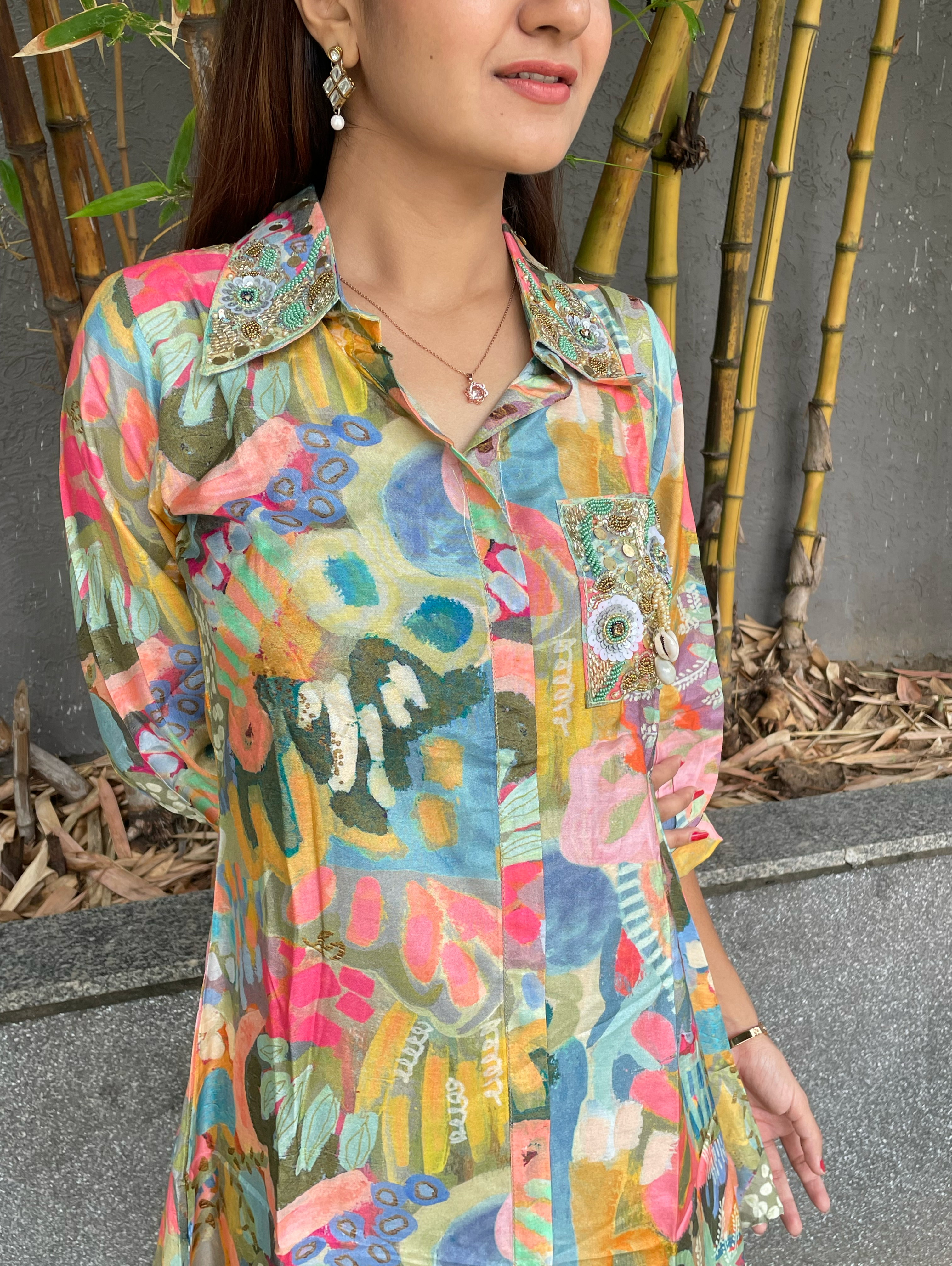 Image of Muslin Coords with Hand work