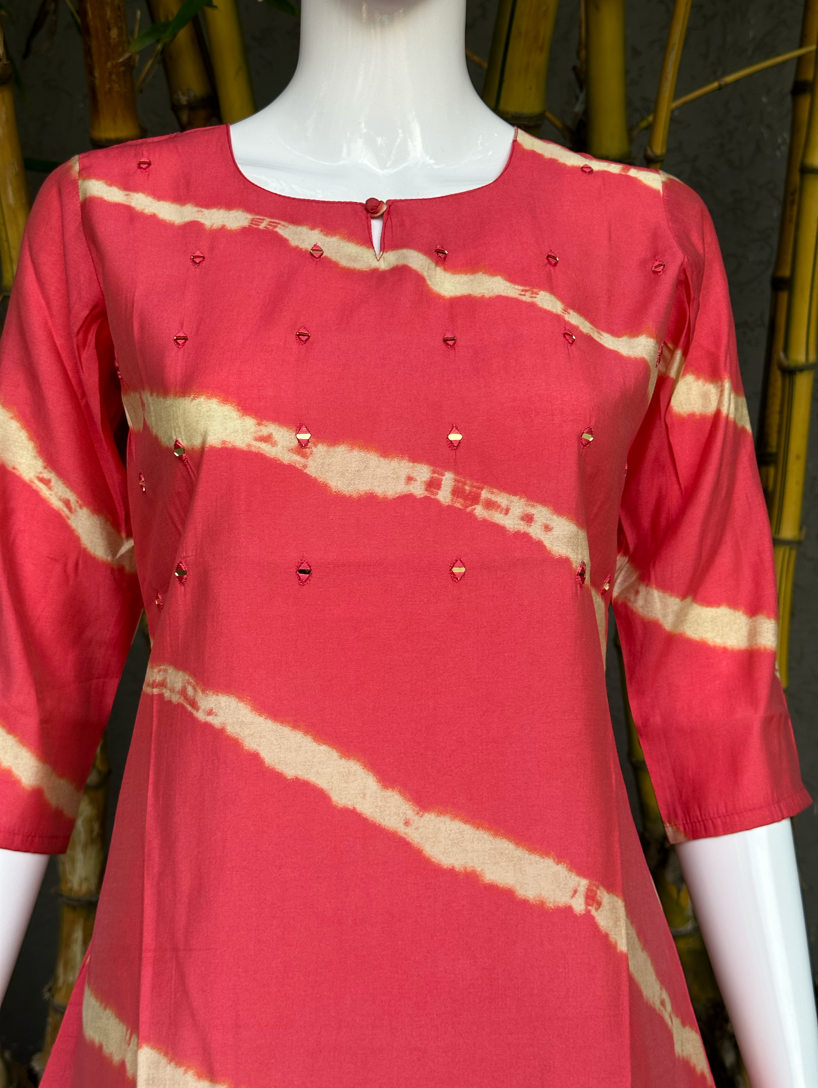 Image of Muslin Mirror work Short Top Tunic