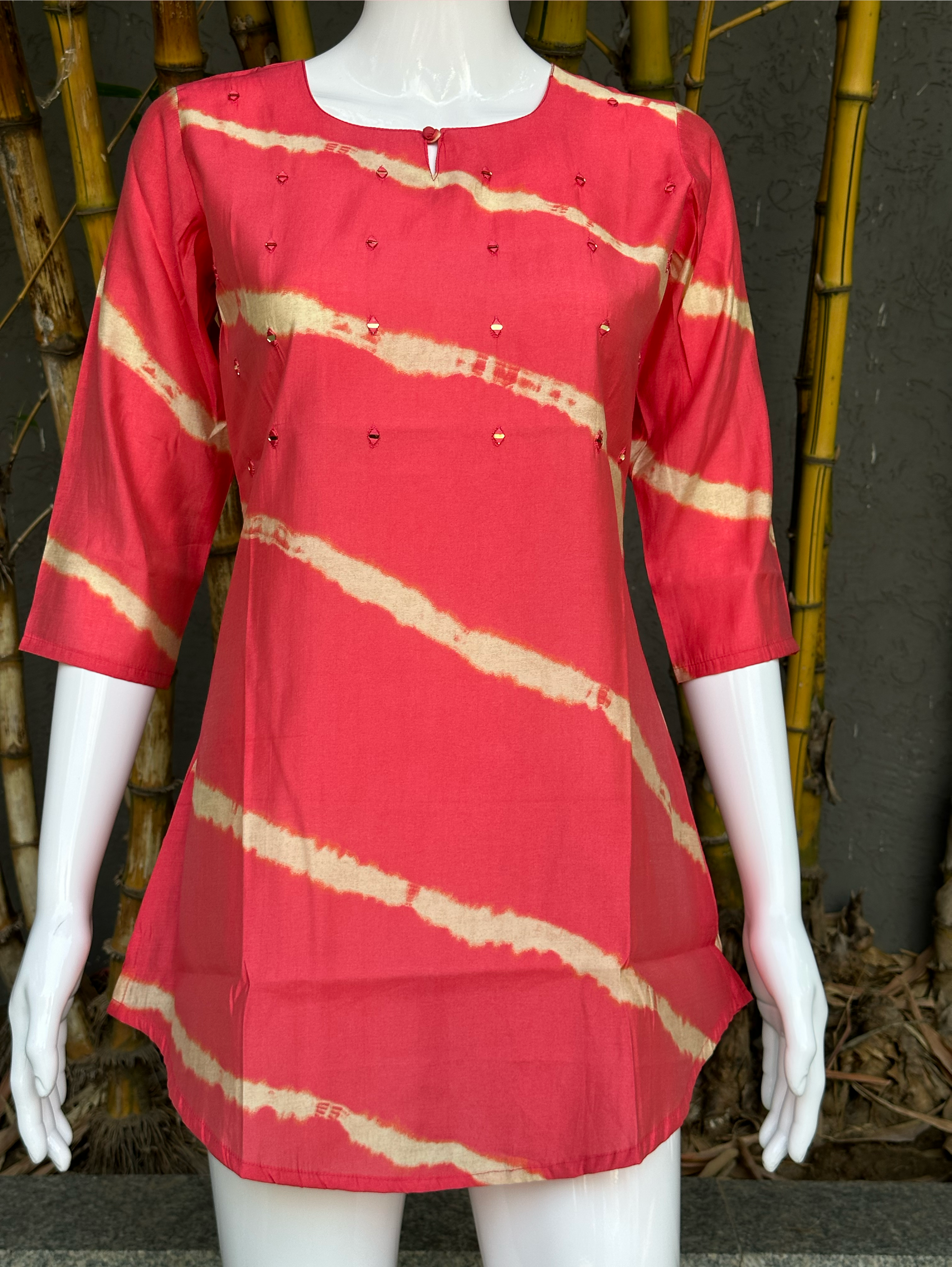 Image of Muslin Mirror work Short Top Tunic