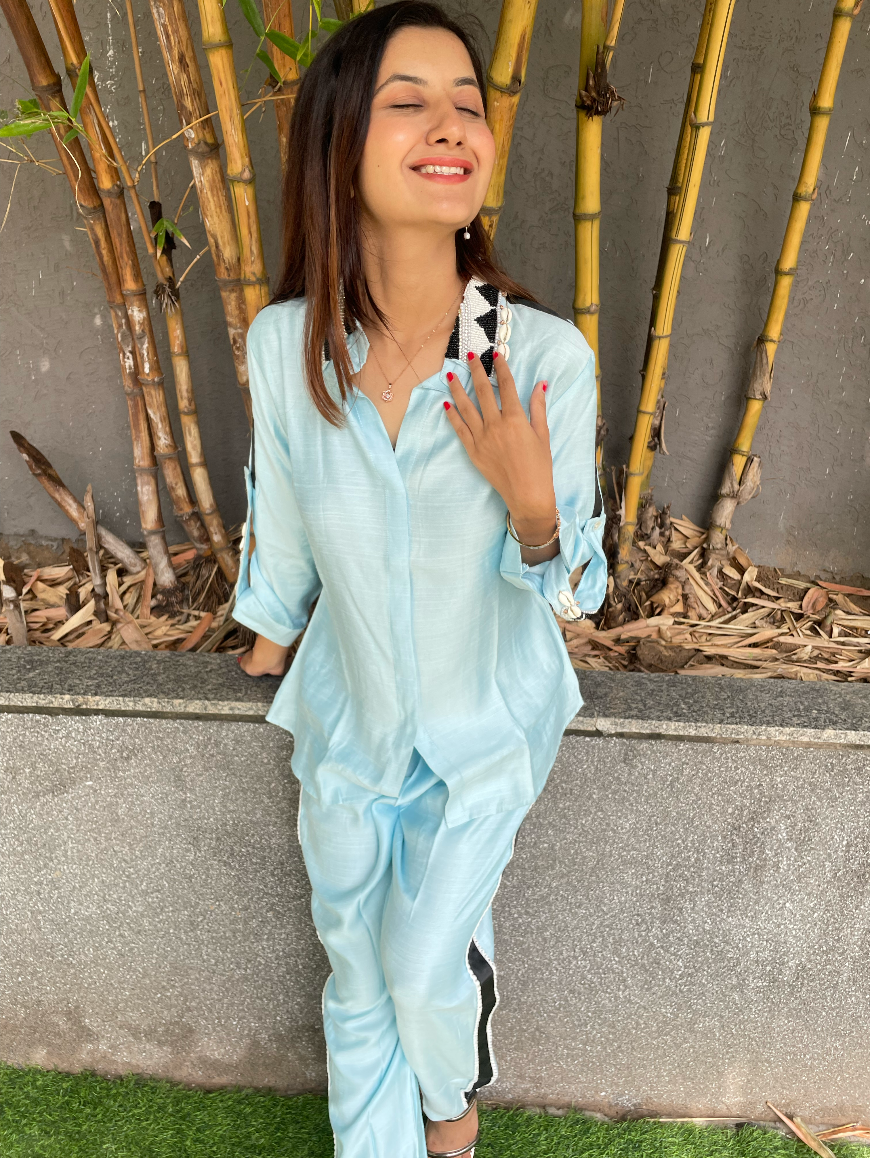 Pure Cotton Embroidery Coords - Blue