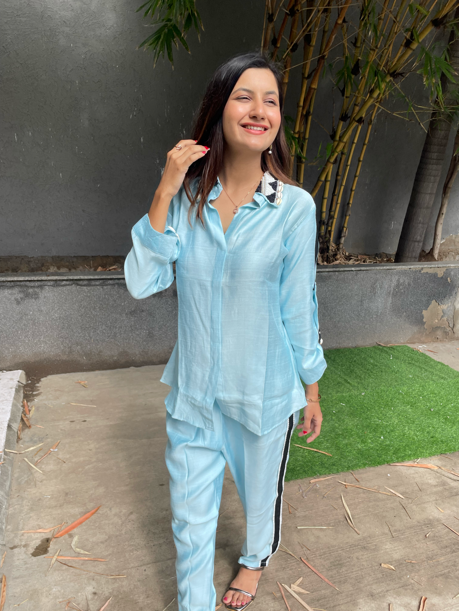 Pure Cotton Embroidery Coords - Blue