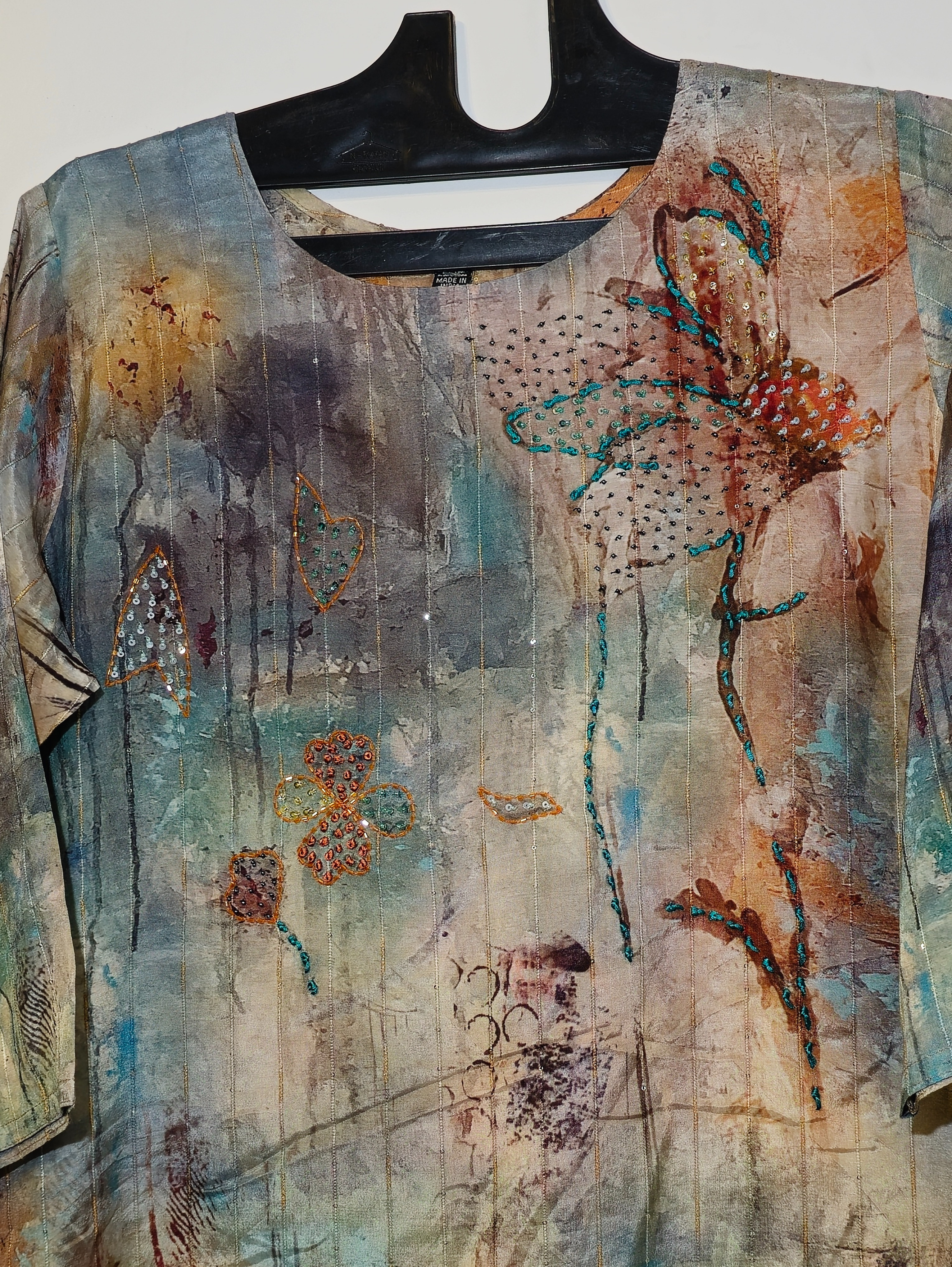 Image of Designer Muslim SIlk Straight Kurti