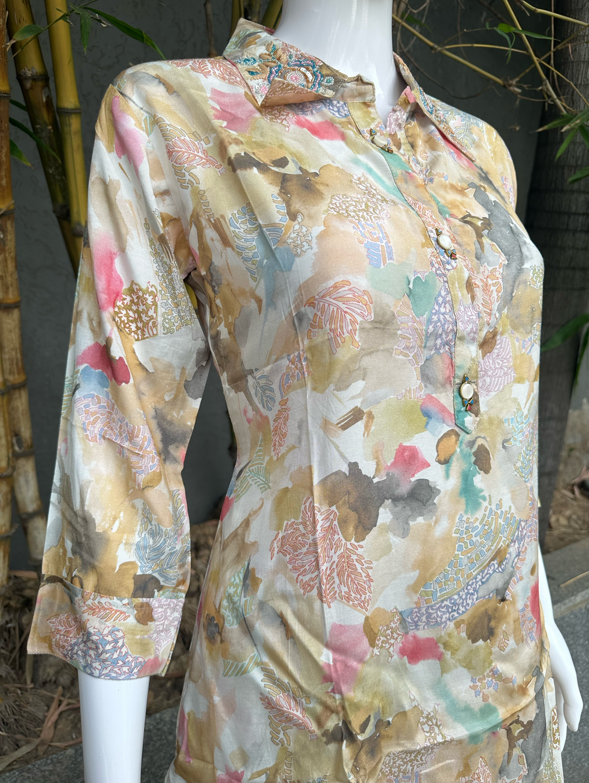 Muslin Coords with Collar and Button works